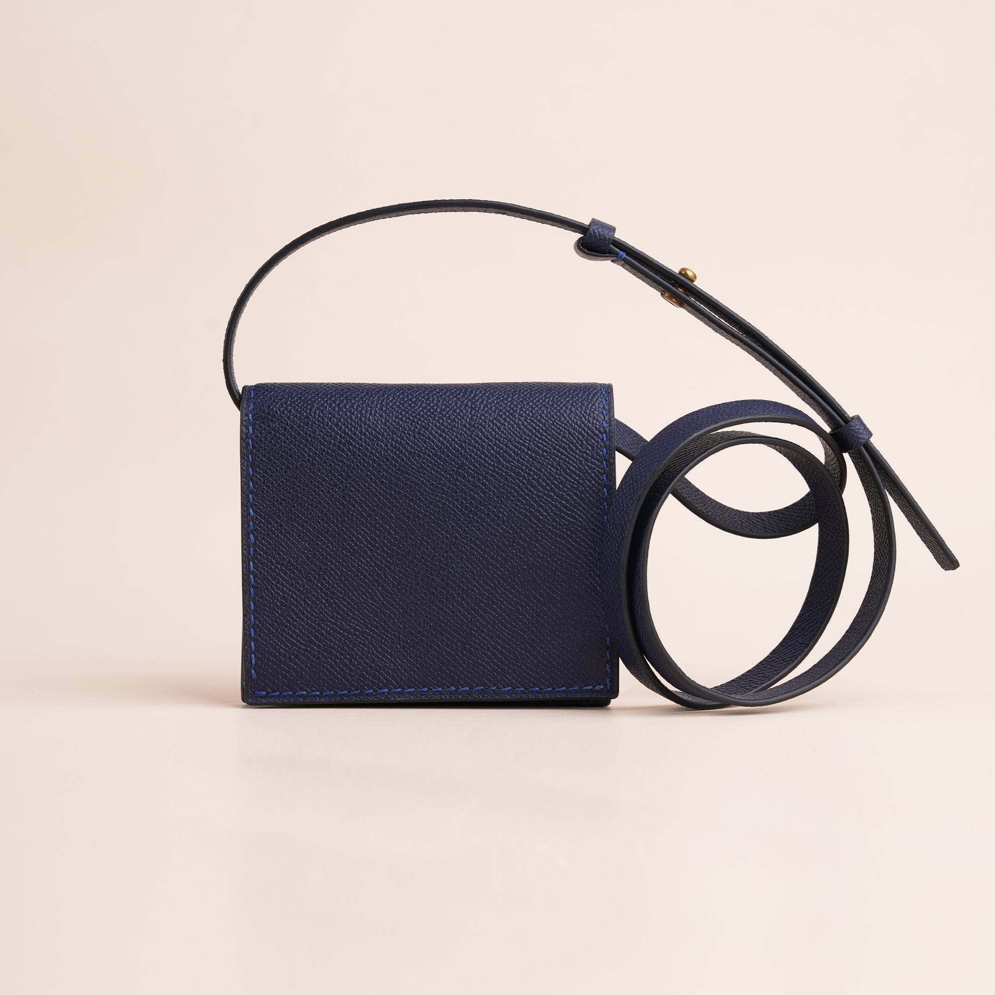 Navy Epsom Leather Crossbody Wallet