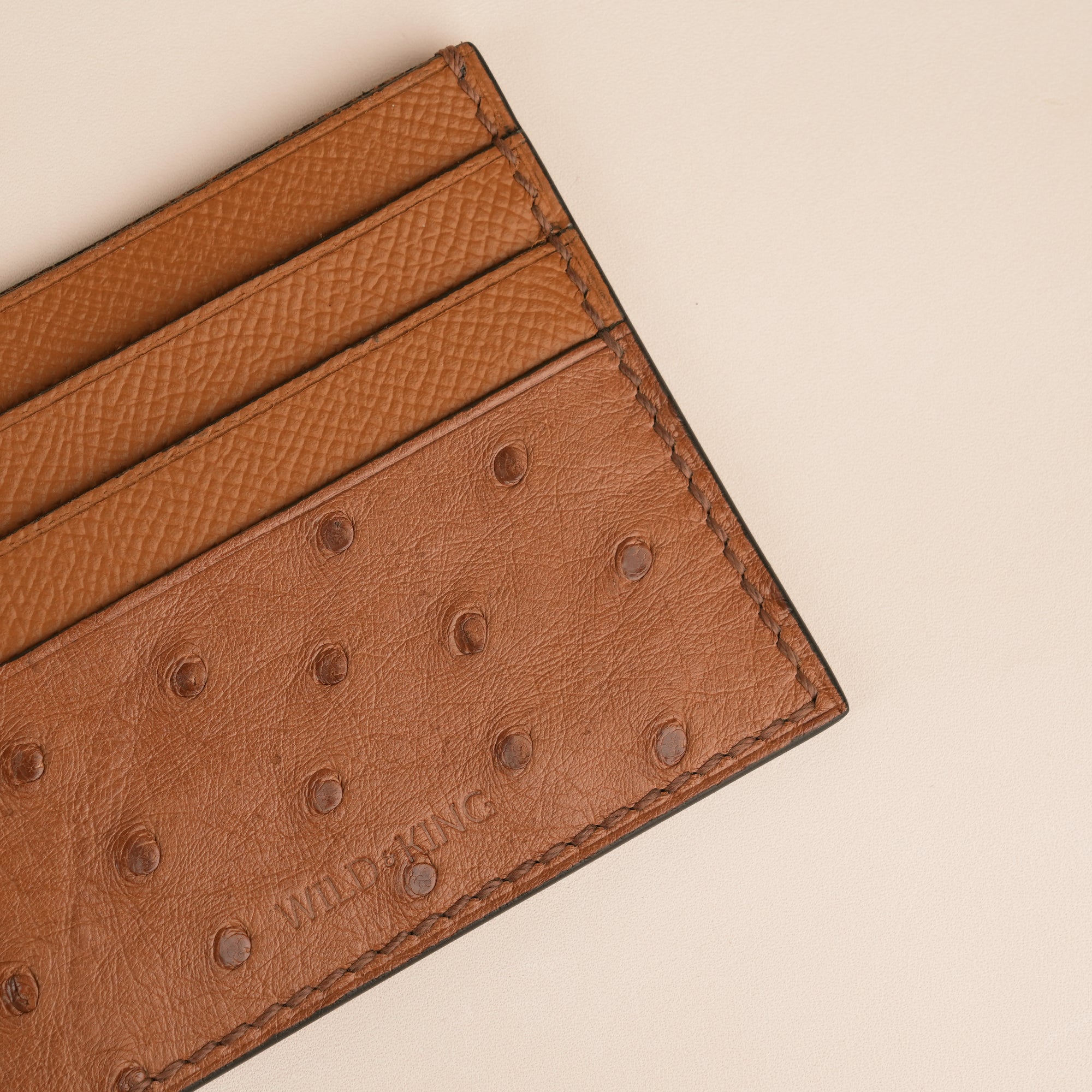 Brown Ostrich Leather Card Holder