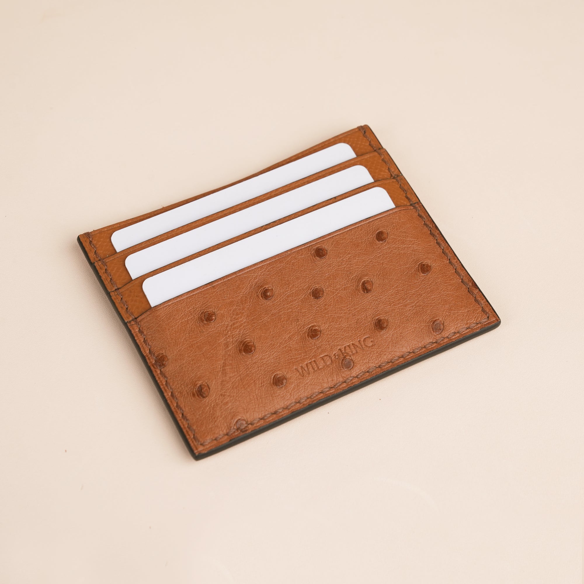 Brown Ostrich Leather Card Holder