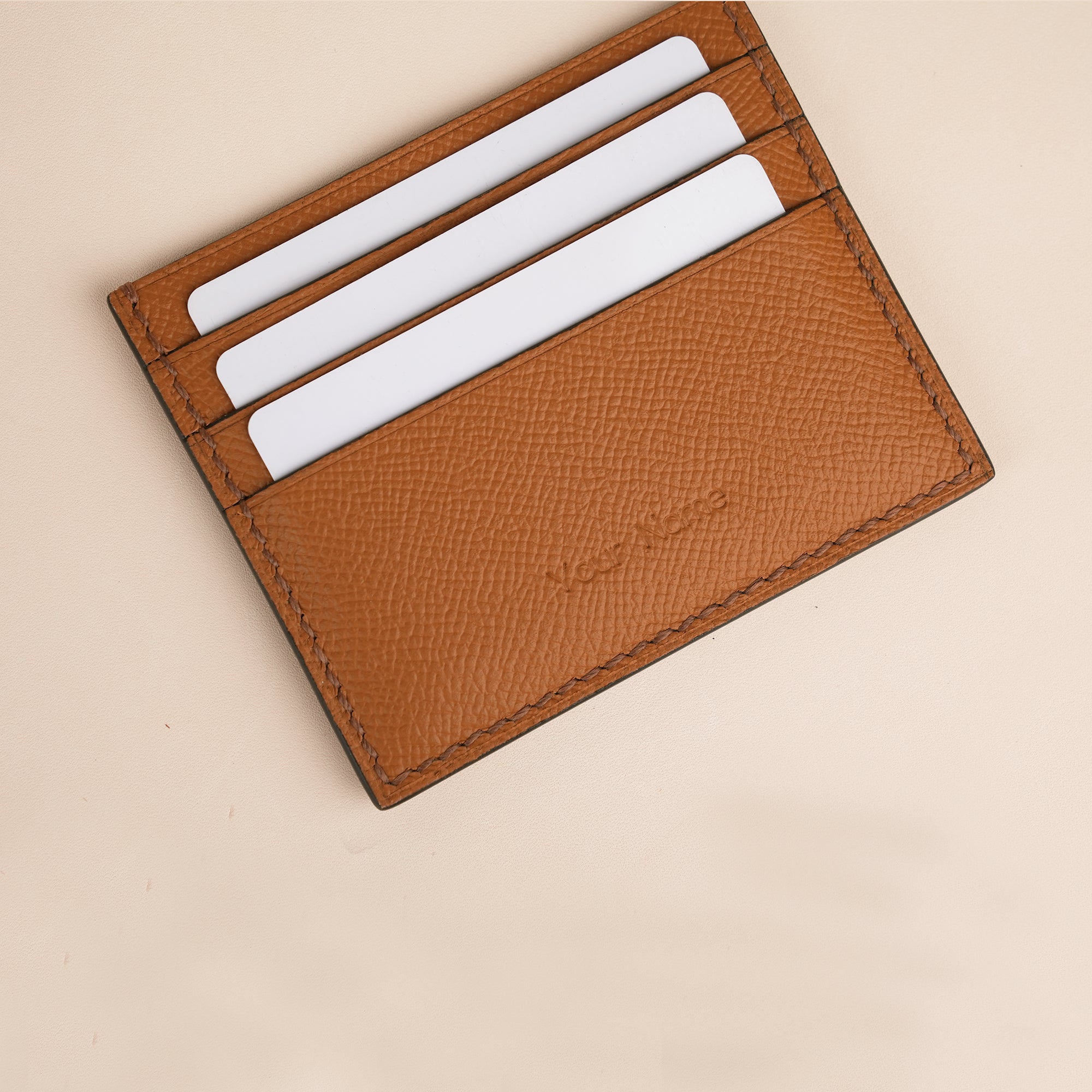 Brown Ostrich Leather Card Holder