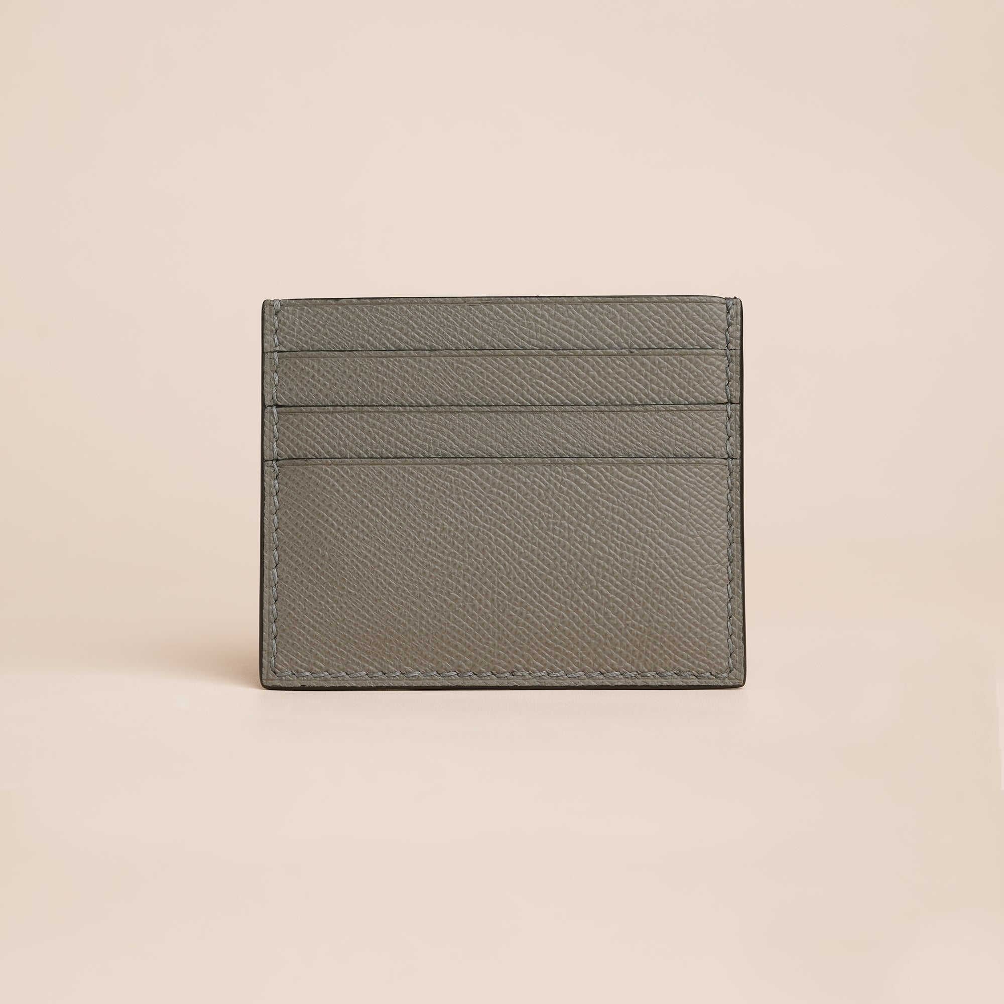 Gray Ostrich Leather Card Holder