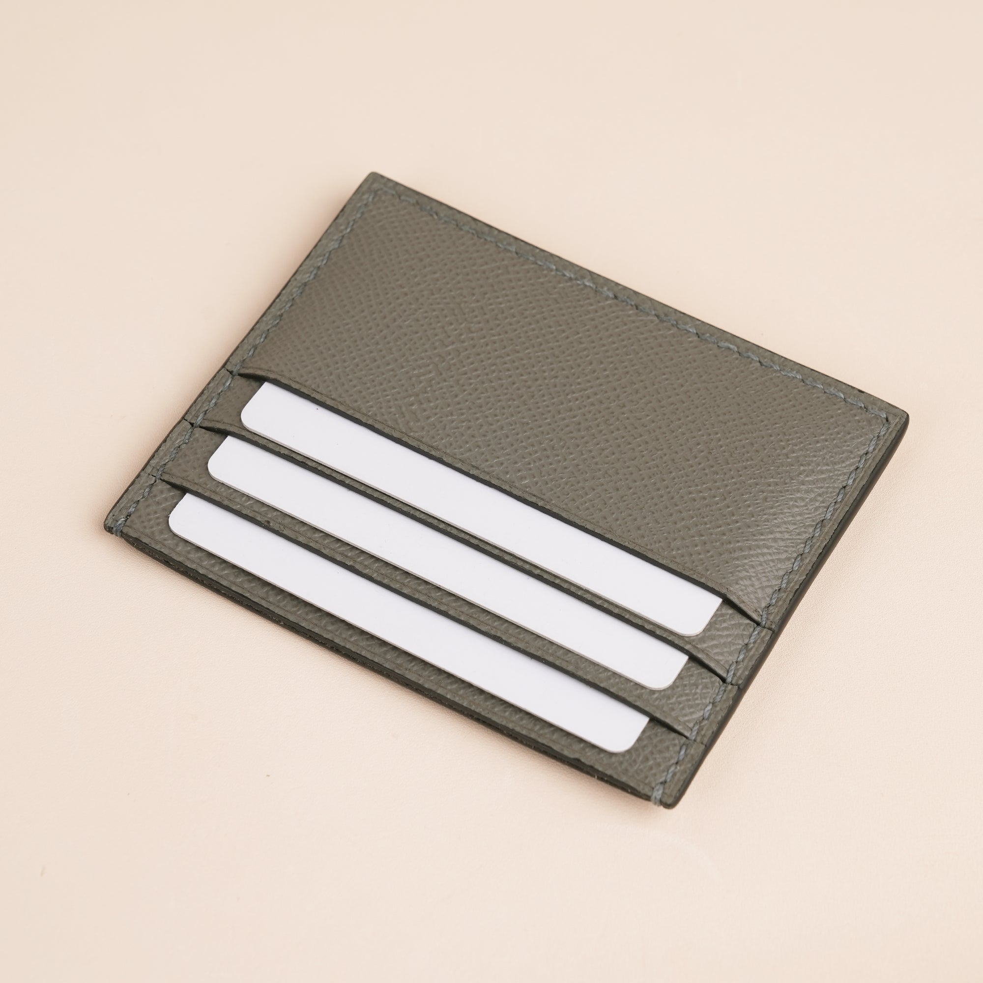 Gray Ostrich Leather Card Holder