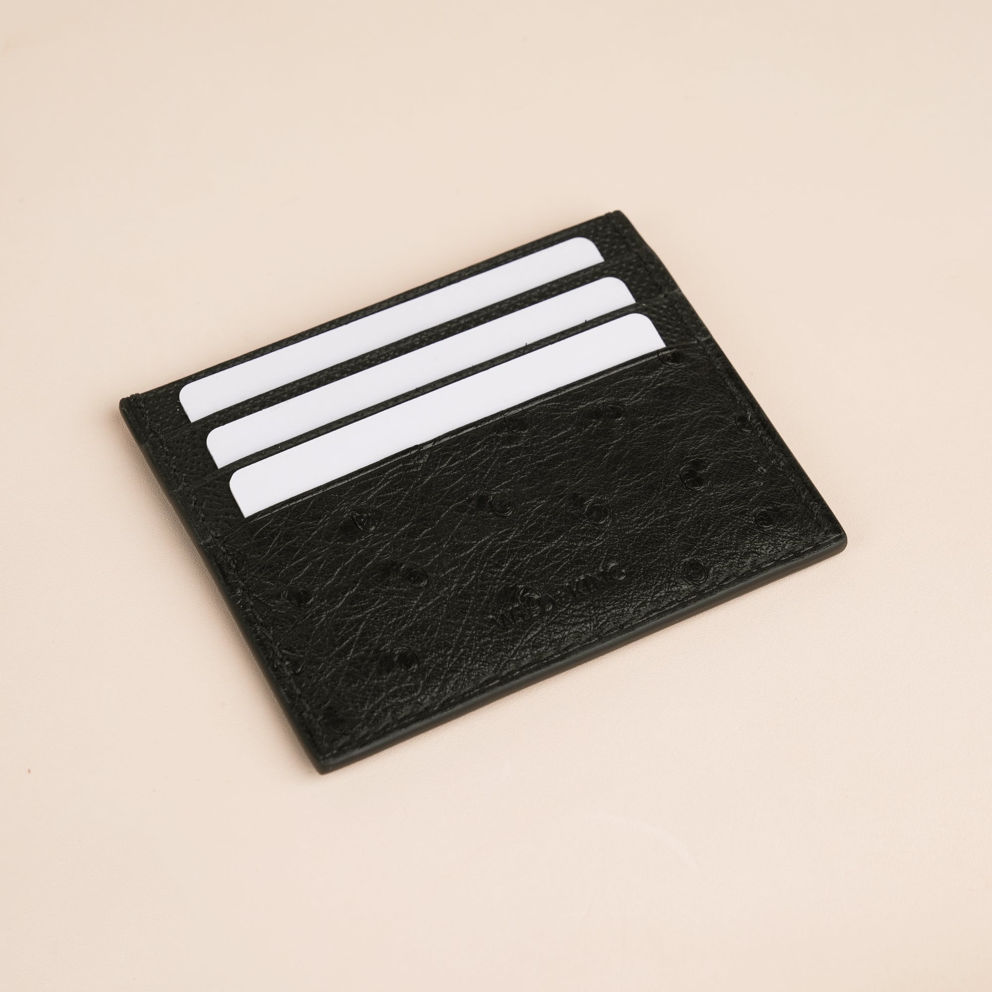Black Ostrich Leather Card Holder