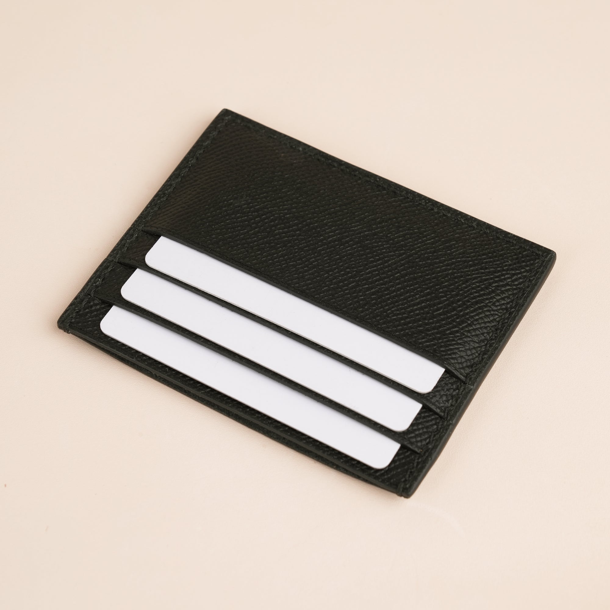 Black Ostrich Leather Card Holder