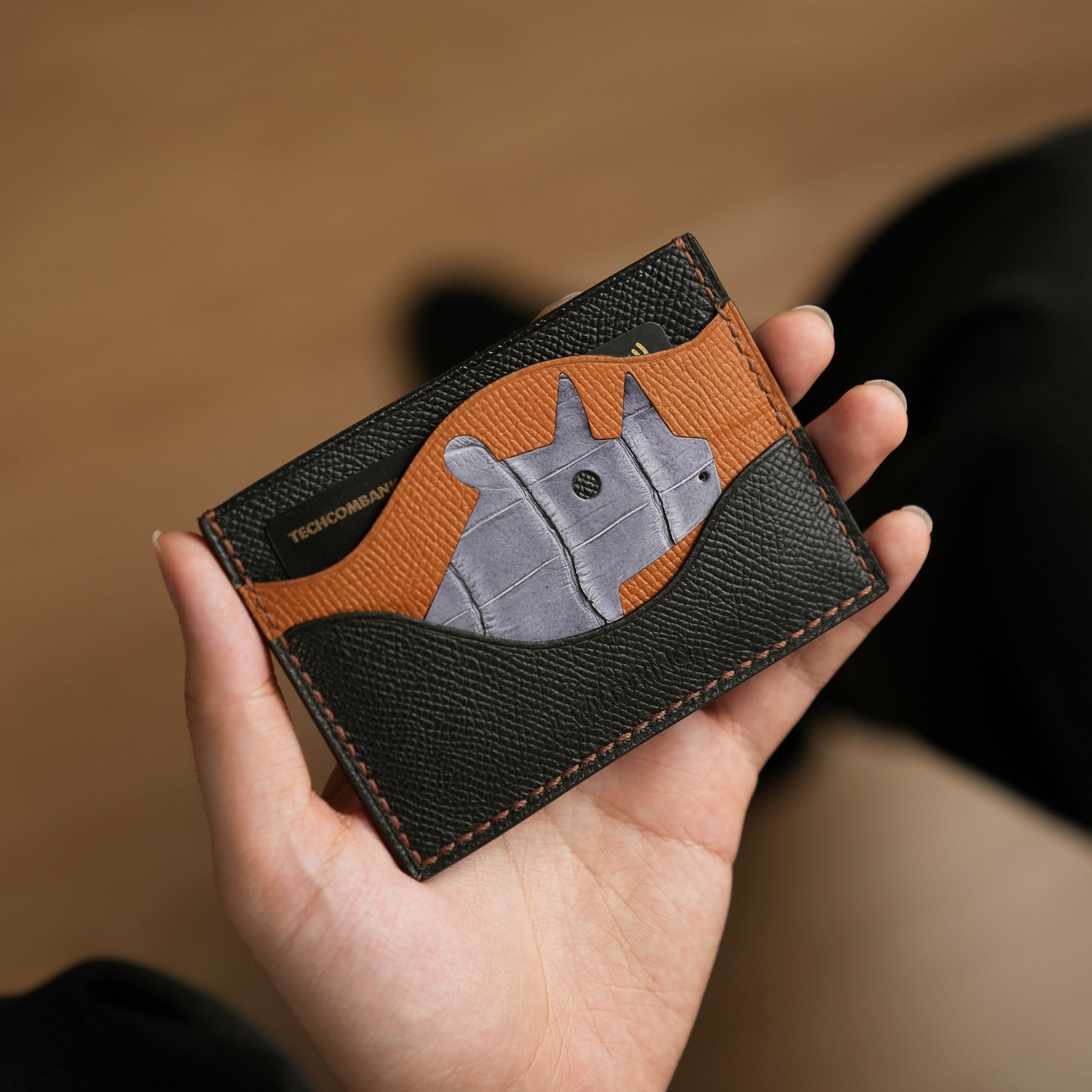 Black Epsom Lether Card Holder - Stupid Rhino