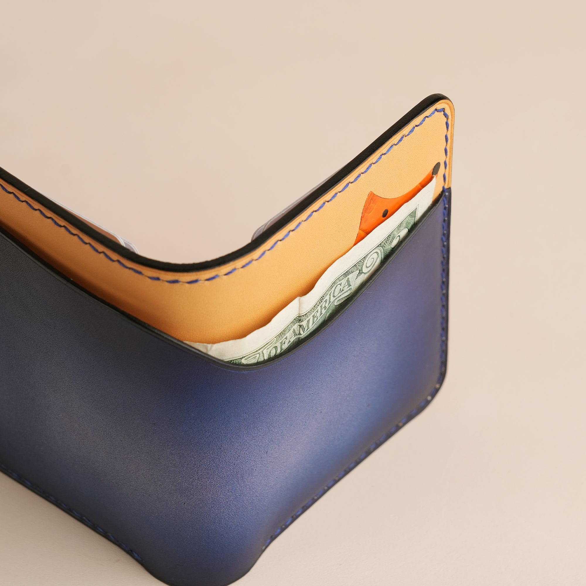 Blue Leather Dualfold Wallet - Fox Design