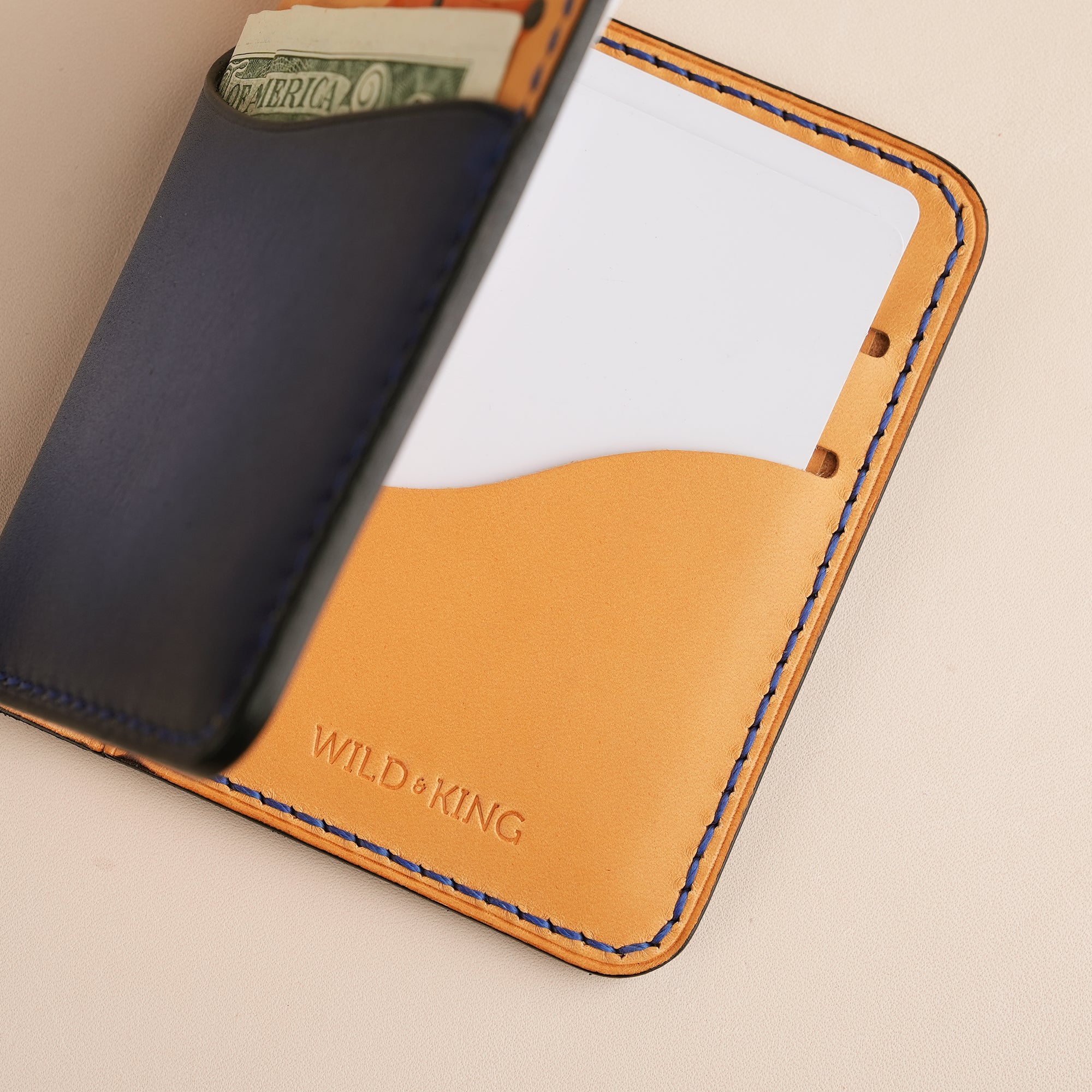 Blue Leather Dualfold Wallet - Fox Design