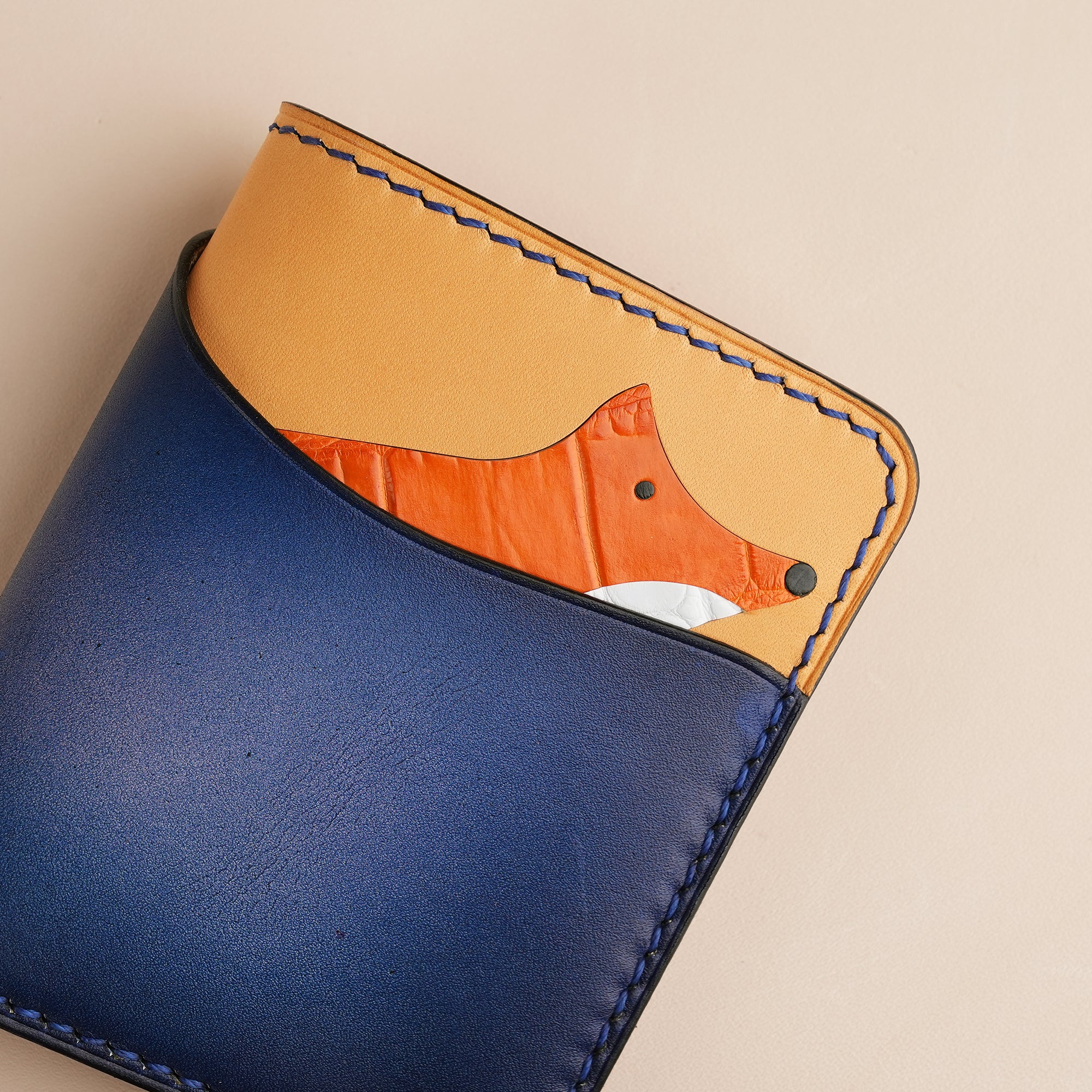 Blue Leather Dualfold Wallet - Fox Design
