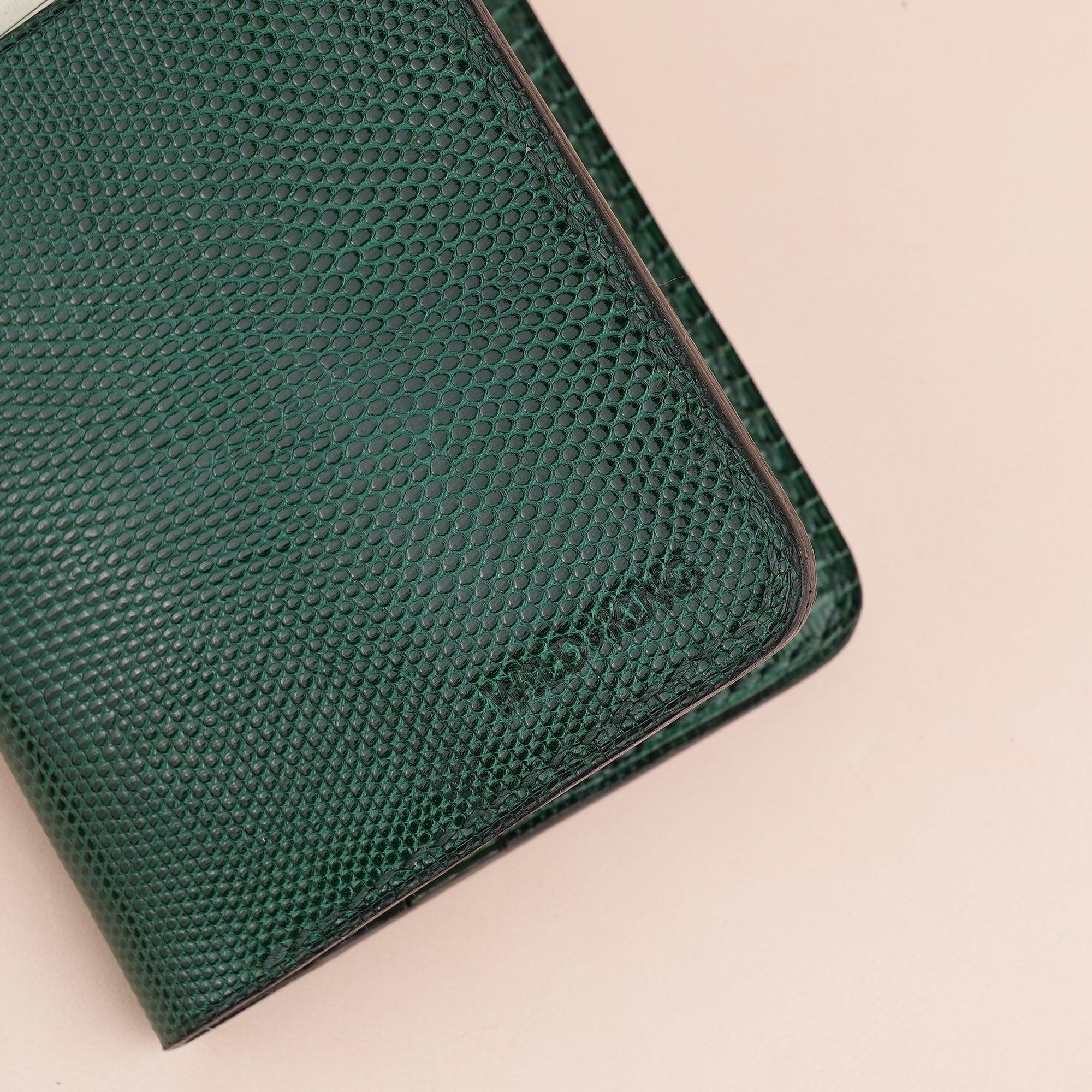 Green Lizard Leather Bifold Wallet - WildandKing