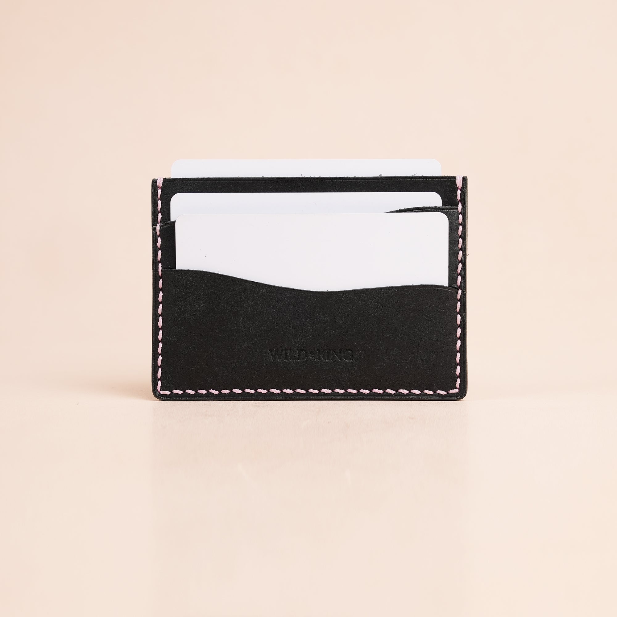 Minimalist Black Pink Pueblo Leather Card Holder - Stupid Alligator