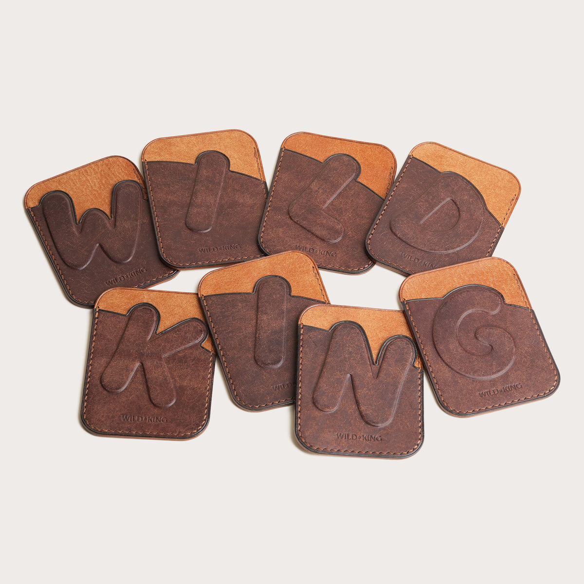 Minimalist Dark Brown Pueblo Leather Open Side Card Holder - Wild & King word