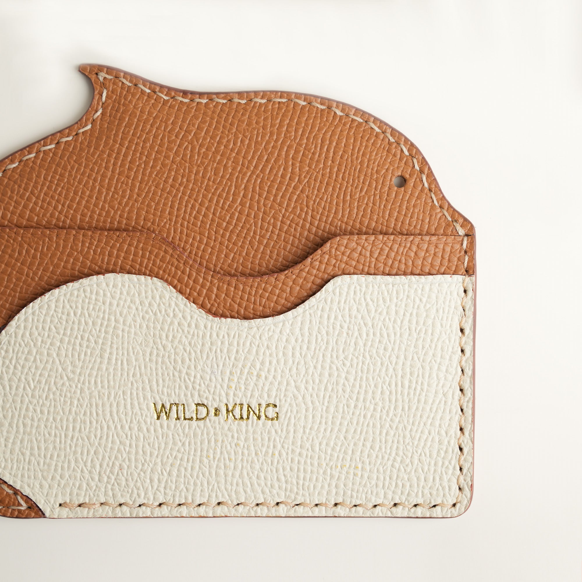 Minimalist Golden Epsom Leather Card Holder - Dolphin Shape