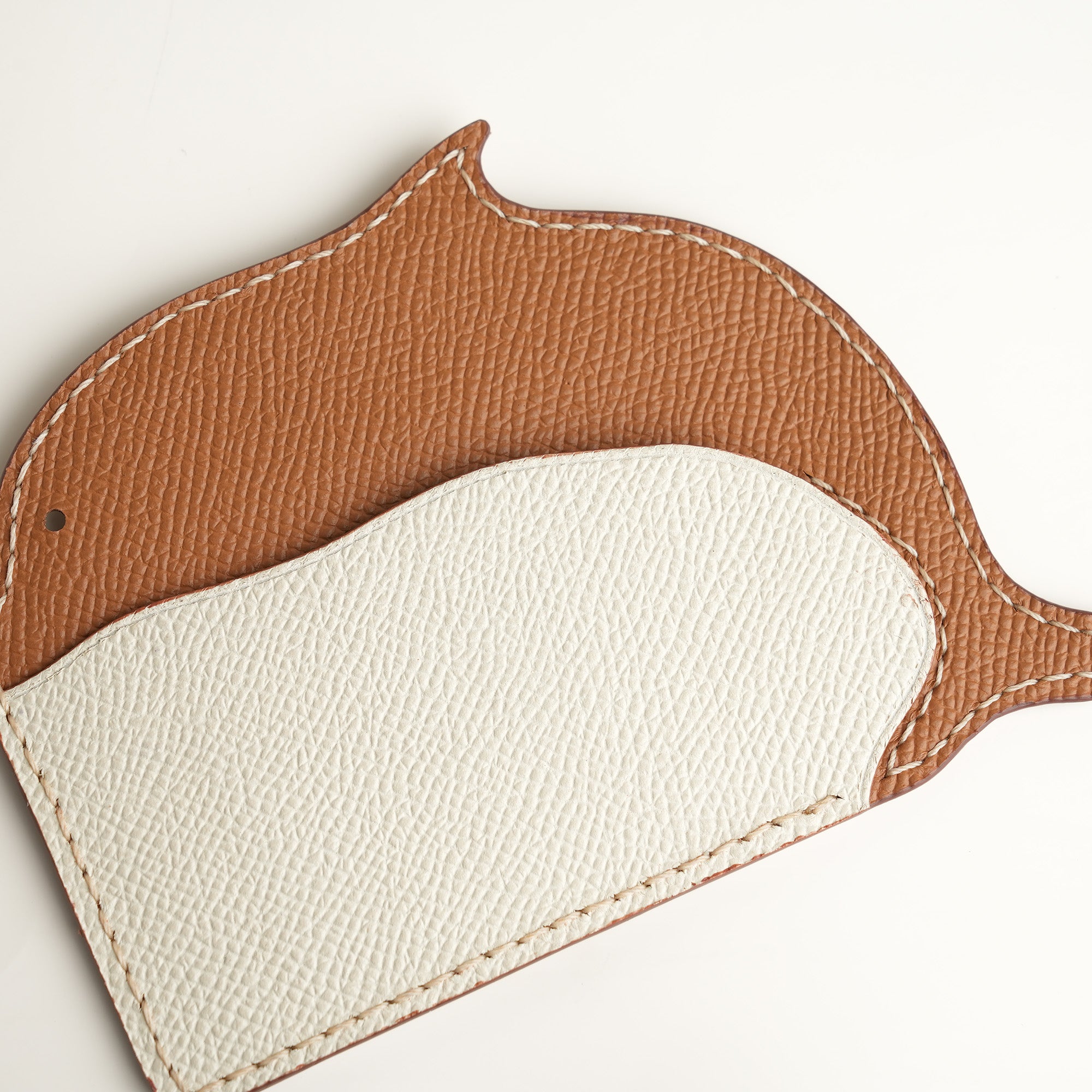 Minimalist Golden Epsom Leather Card Holder - Dolphin Shape