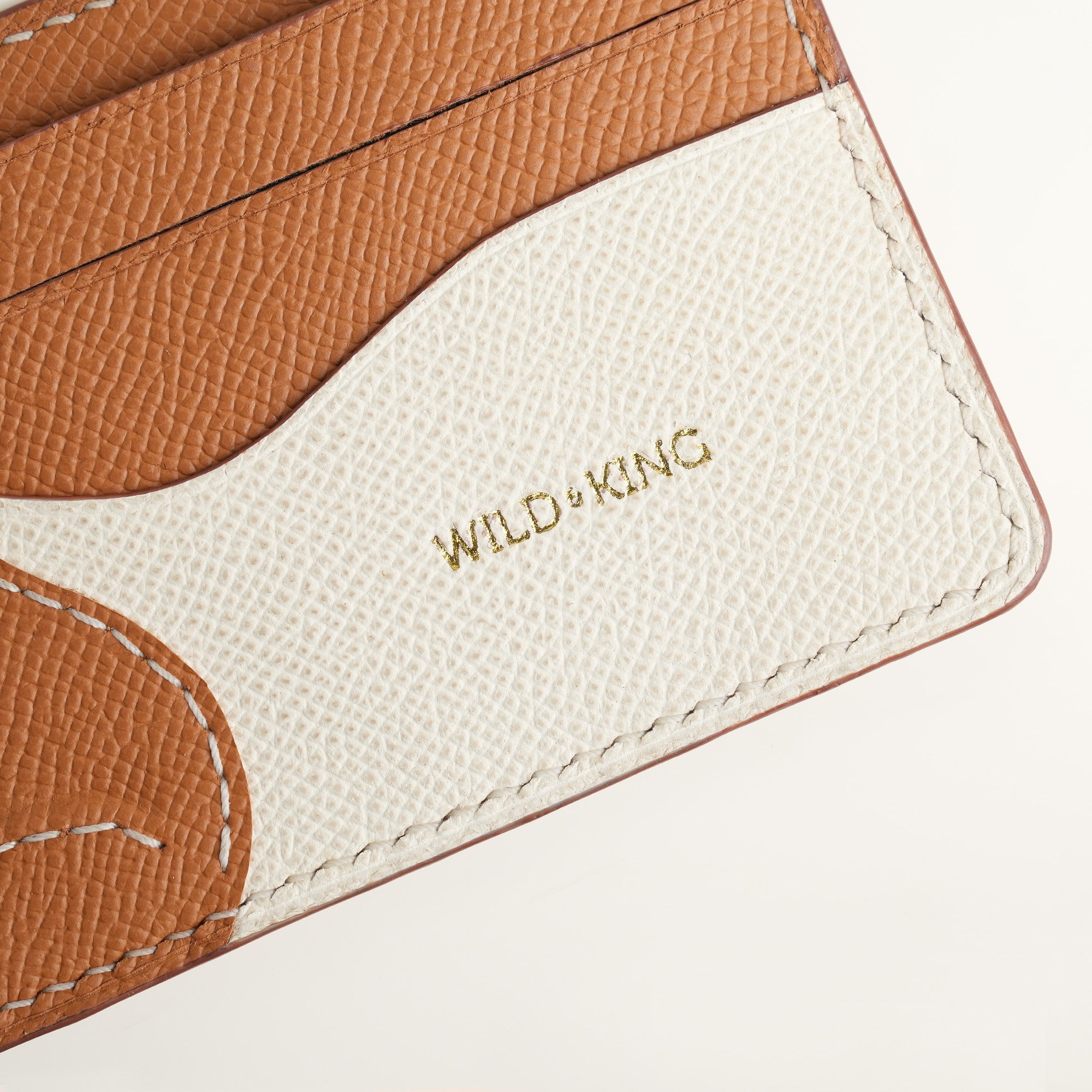 Minimalist Golden Epsom Leather Card Holder - Fox Shape