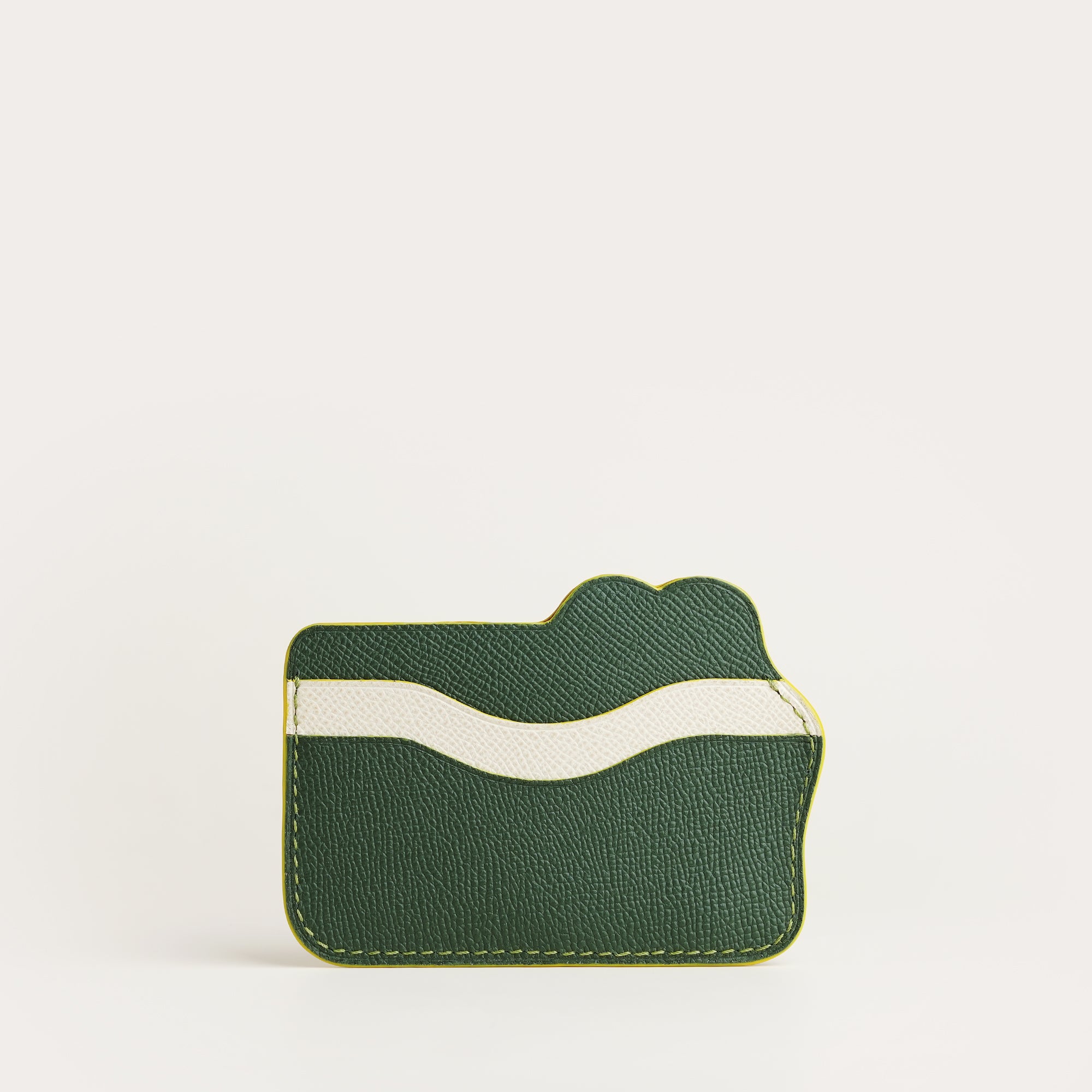 Minimalist Green Epsom Leather Card Holder - Alligator Shape