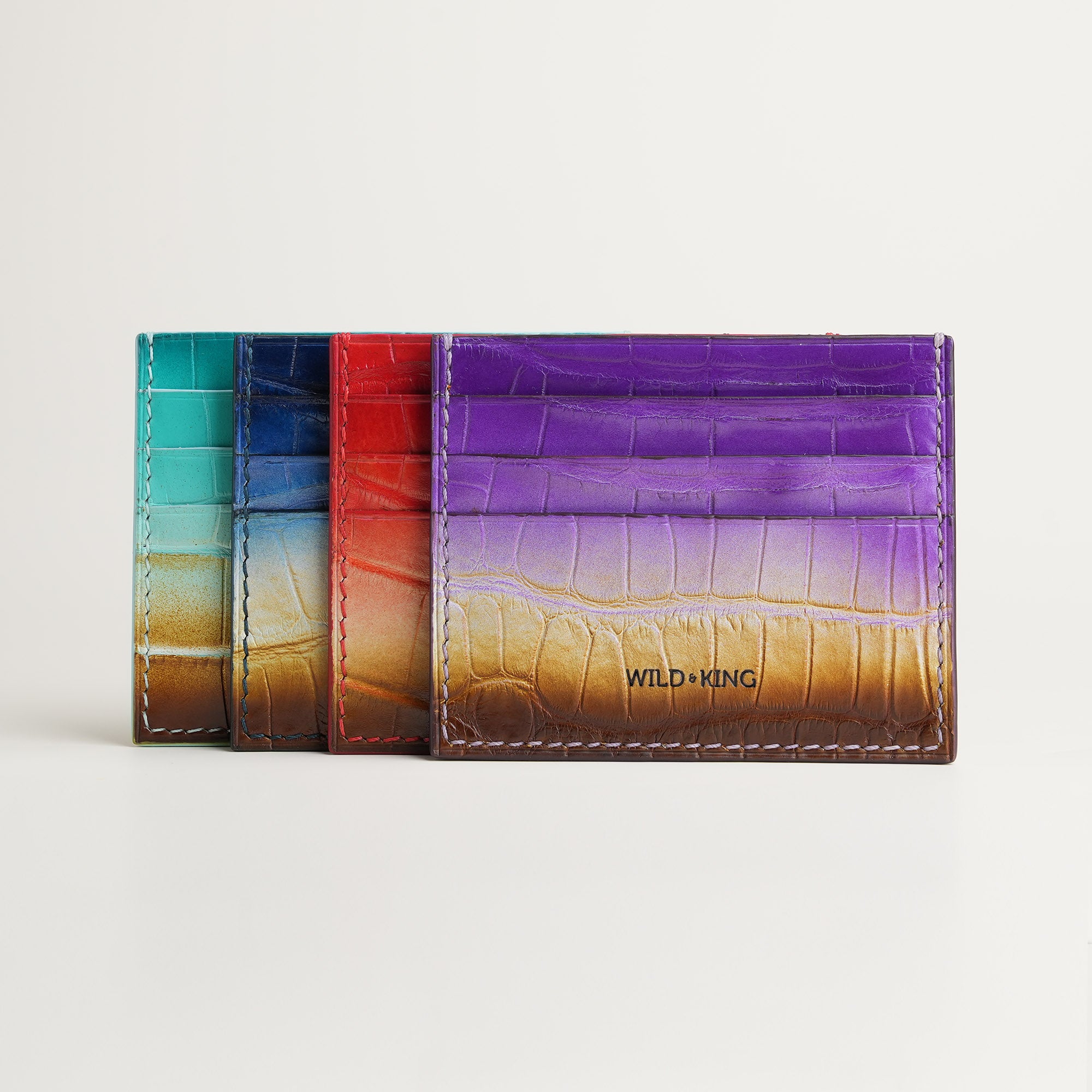 Red Alligator Leather Card Holder - Solar Patina