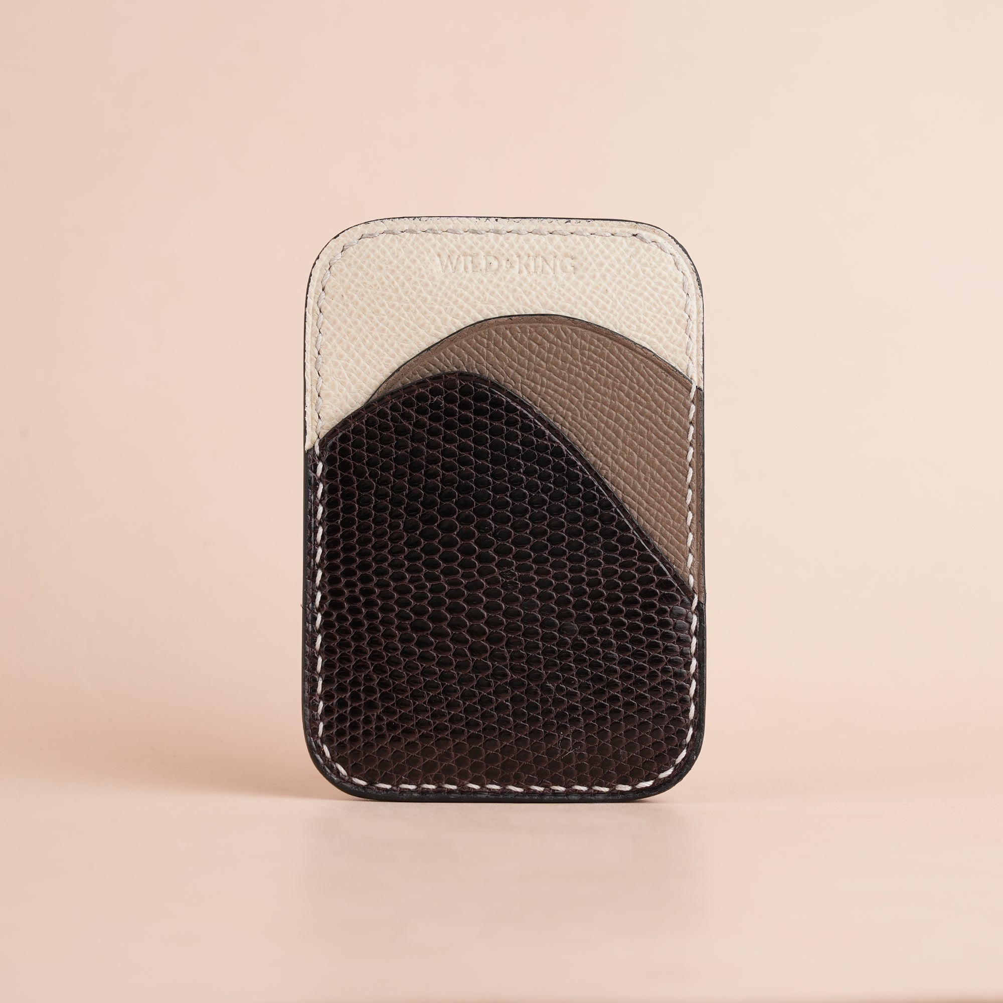 Minimalist Brown Lizard mix Taupe Epsom Card Holder - Ocean Crest