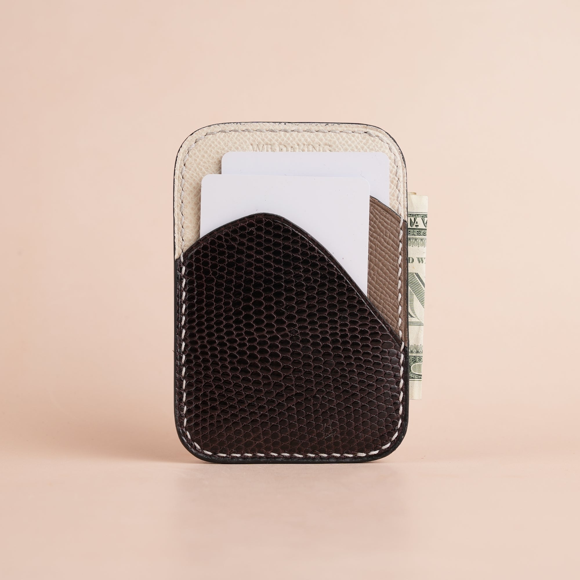 Minimalist Brown Lizard mix Taupe Epsom Card Holder - Ocean Crest