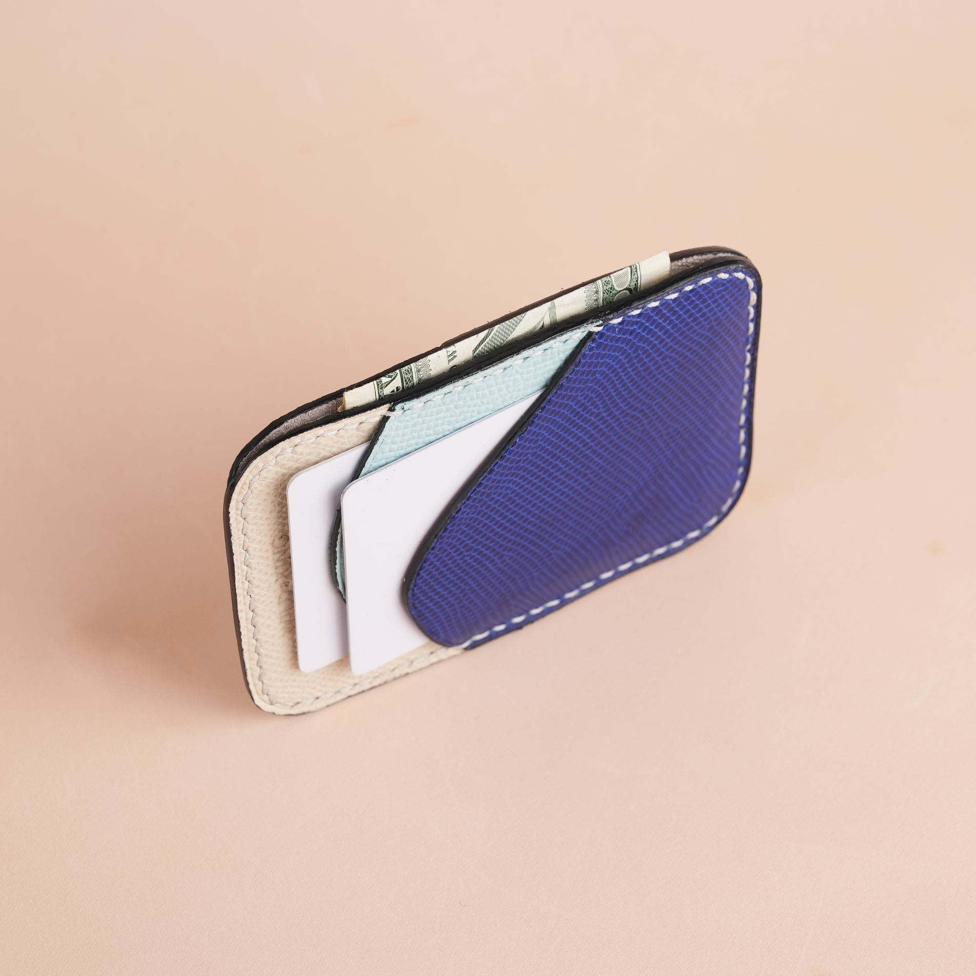 Minimalist Blue Lizard mix Water Epsom Card Holder - Ocean Crest