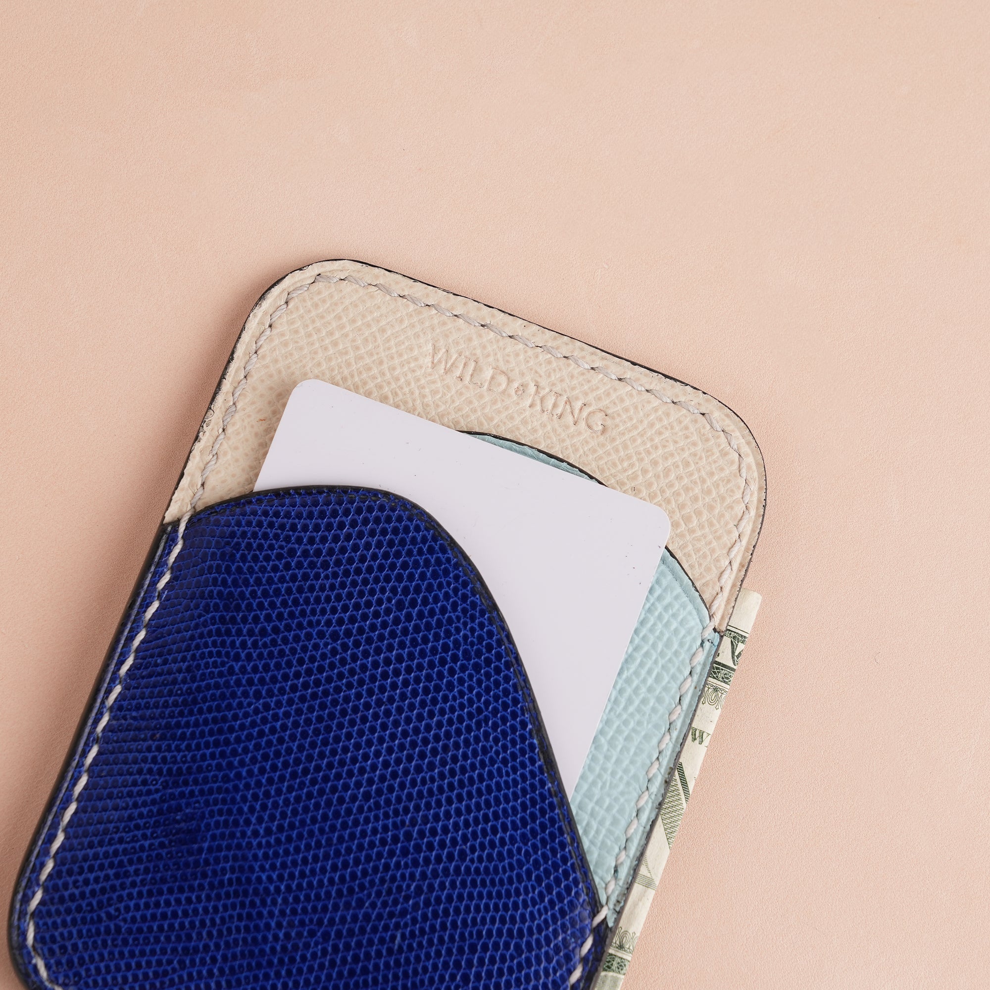 Minimalist Blue Lizard mix Water Epsom Card Holder - Ocean Crest