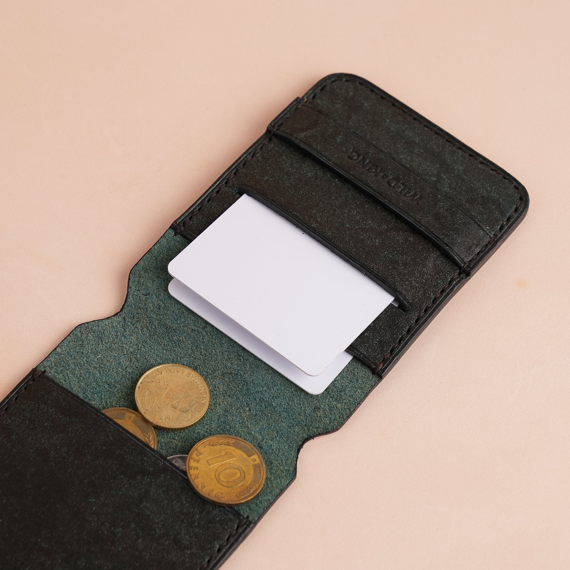 Minimalist Aquamarine Habana Leather Vertical Coin Purse