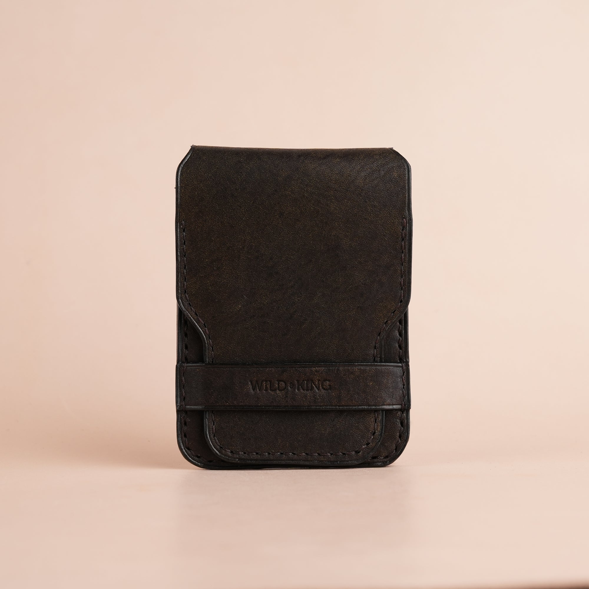 Minimalist Dark Brown Habana Leather Vertical Coin Purse