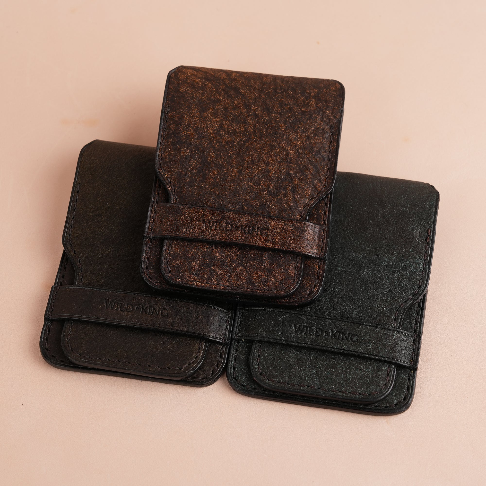 Minimalist Umber Brown Habana Leather Vertical Coin Purse