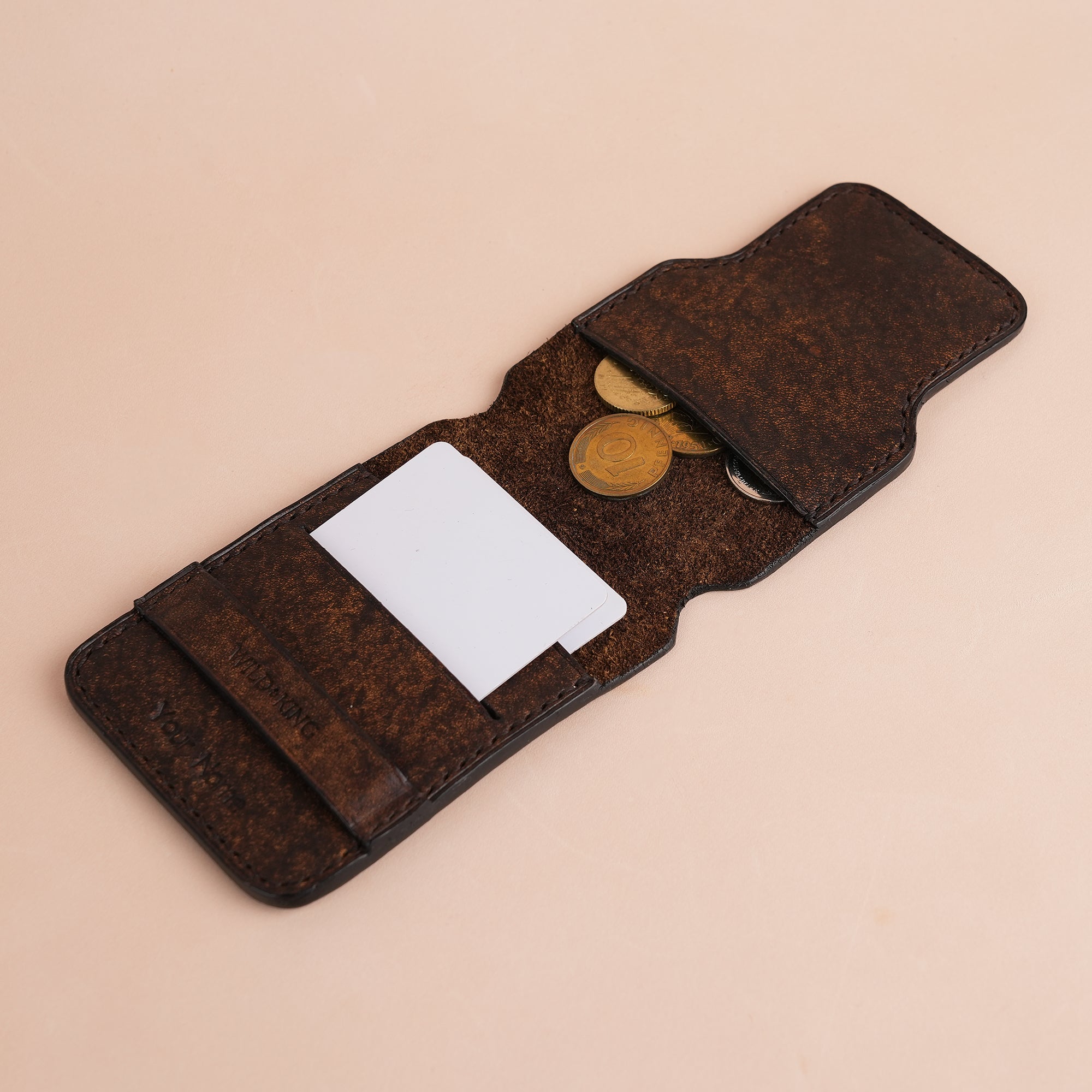 Minimalist Tawny Brown Habana Leather Vertical Coin Purse