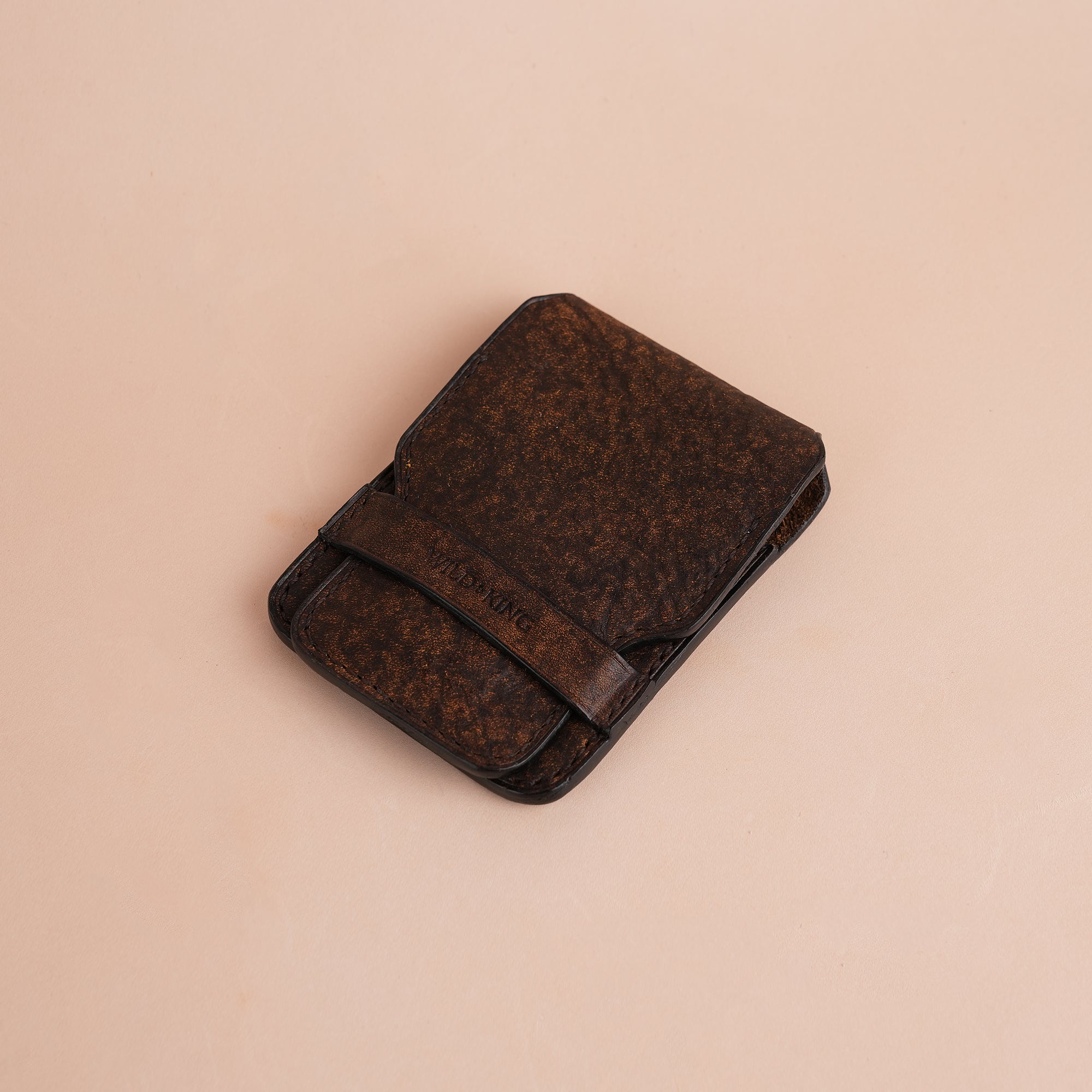 Minimalist Tawny Brown Habana Leather Vertical Coin Purse