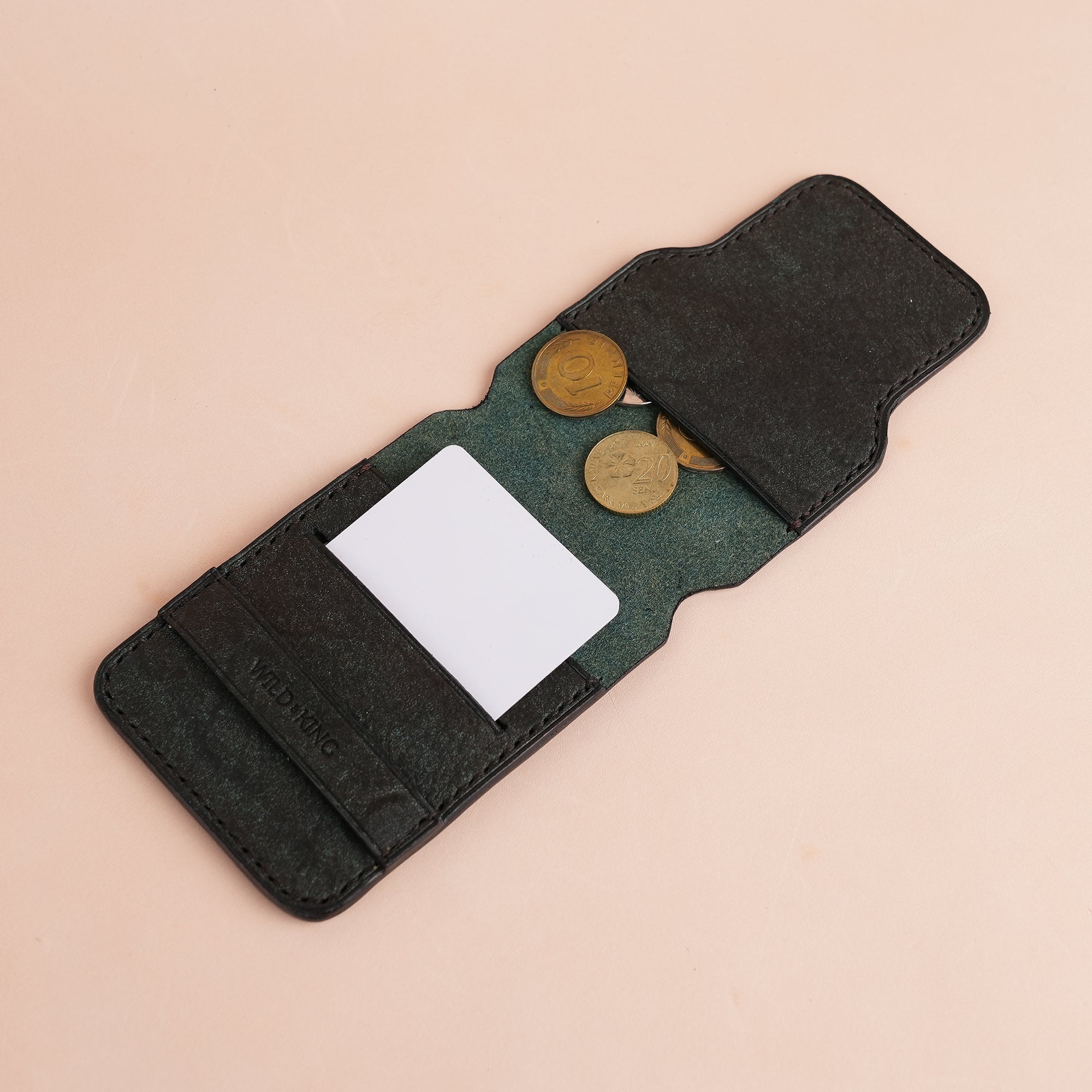 Minimalist Aquamarine Habana Leather Vertical Coin Purse