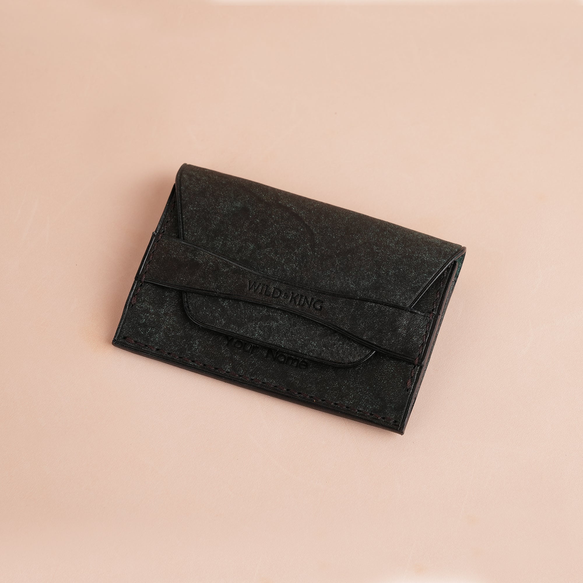 Minimalist Green Habana Leather Card Purse