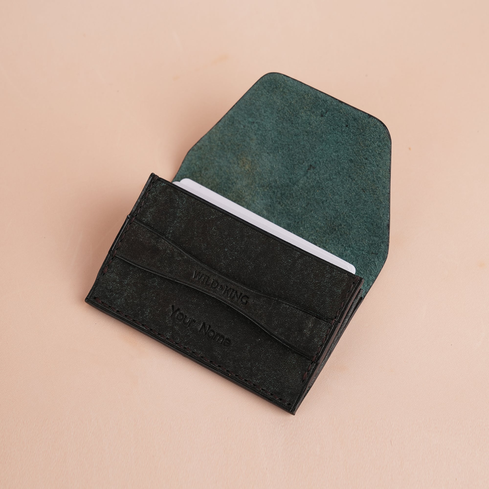 Minimalist Green Habana Leather Card Purse
