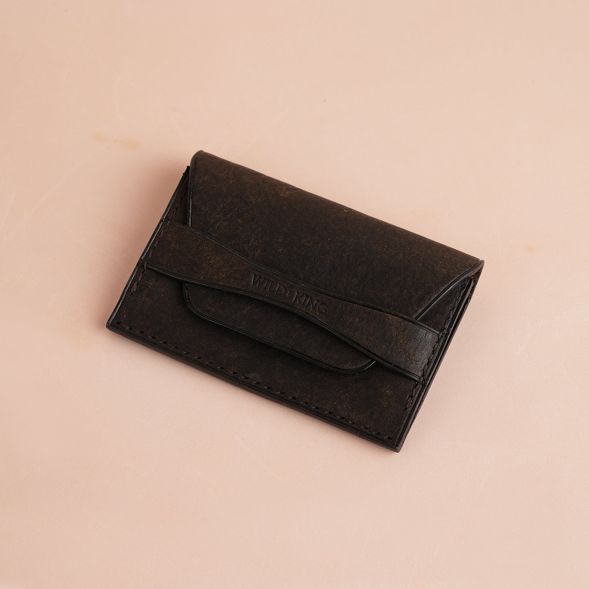 Minimalist Dark Brown Habana Leather Card Purse
