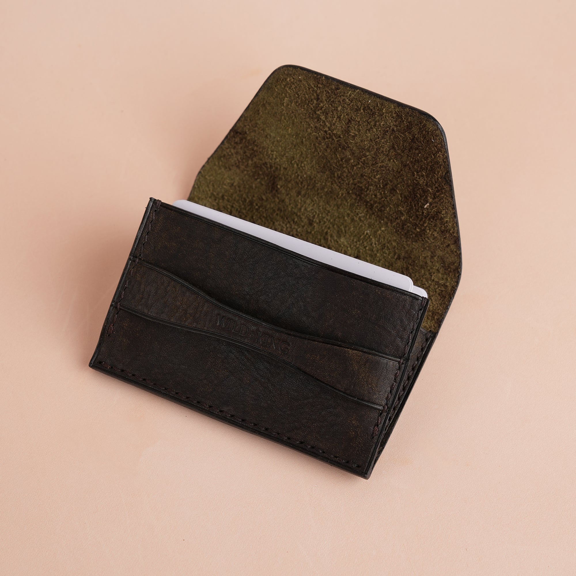 Minimalist Dark Brown Habana Leather Card Purse