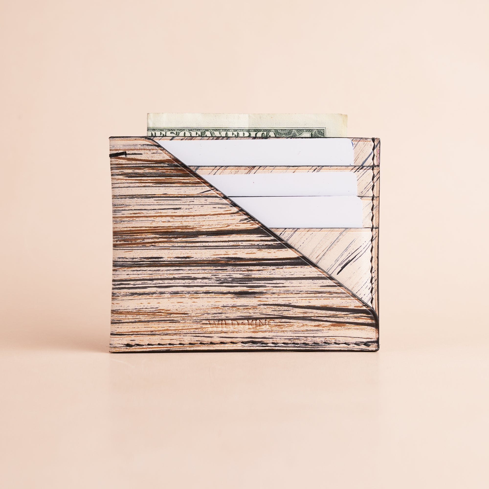 Minimalist Sand Leather Card Holder - Natural Streaks