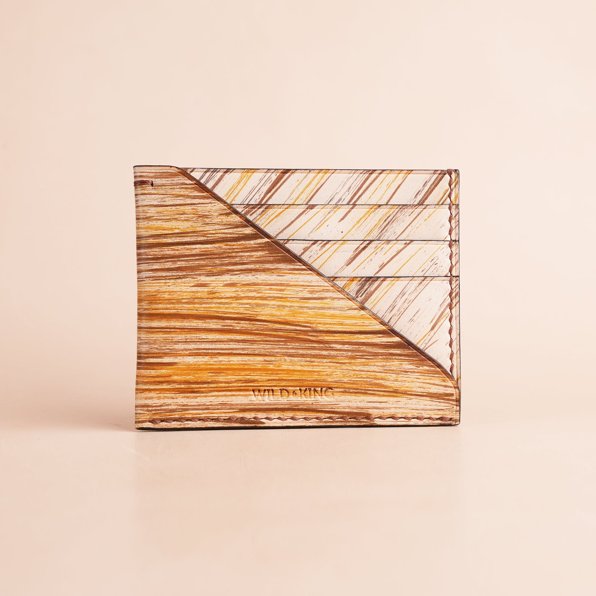 Minimalist Earthy Tones Leather Card Holder - Natural Streaks