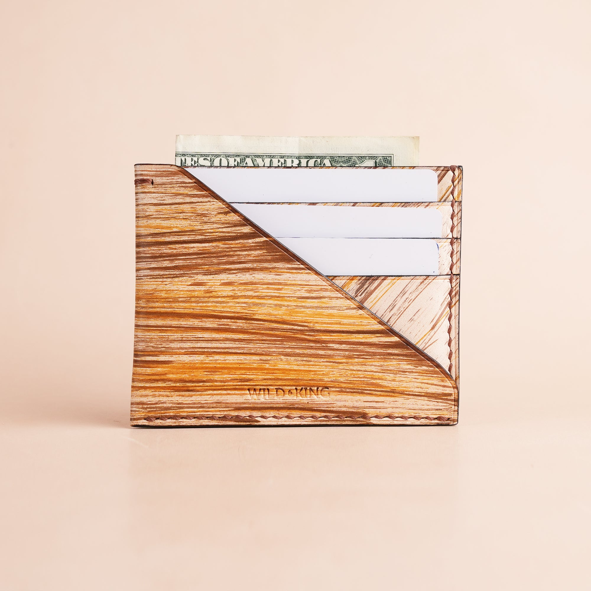 Minimalist Earthy Tones Leather Card Holder - Natural Streaks