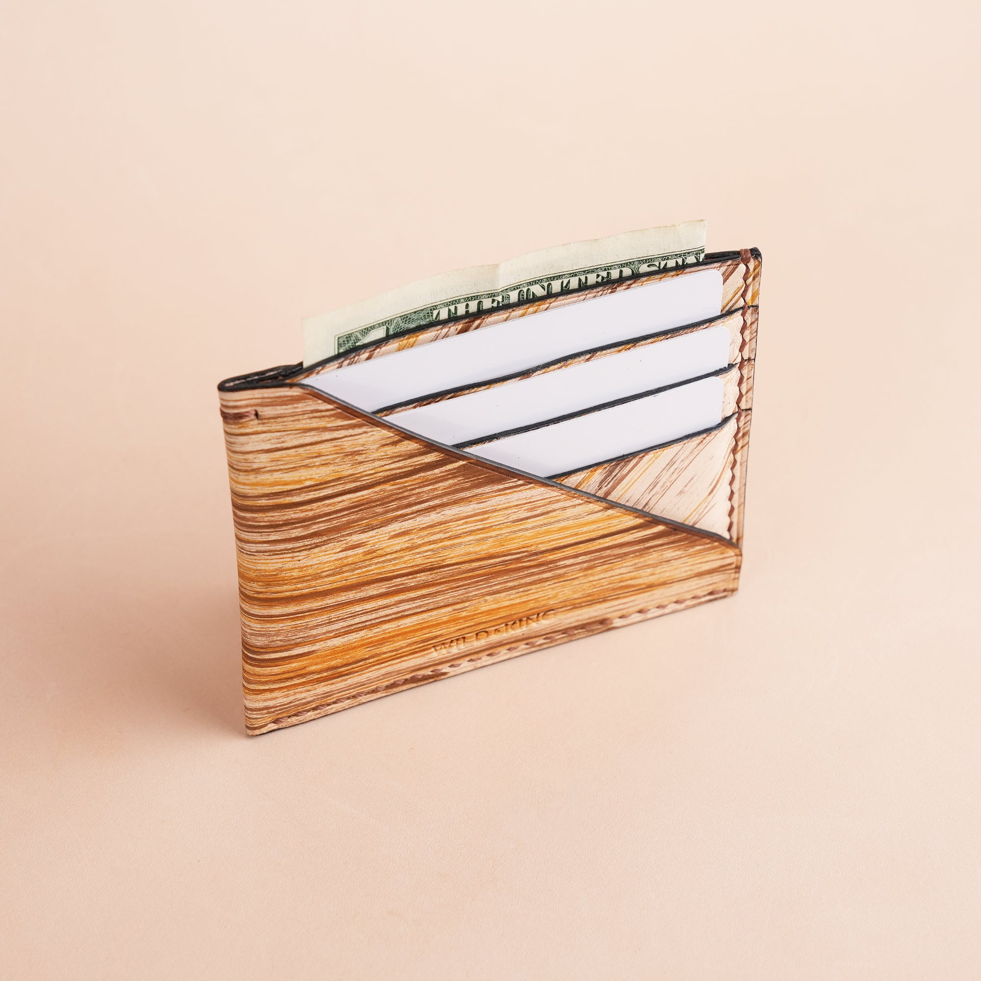 Minimalist Earthy Tones Leather Card Holder - Natural Streaks