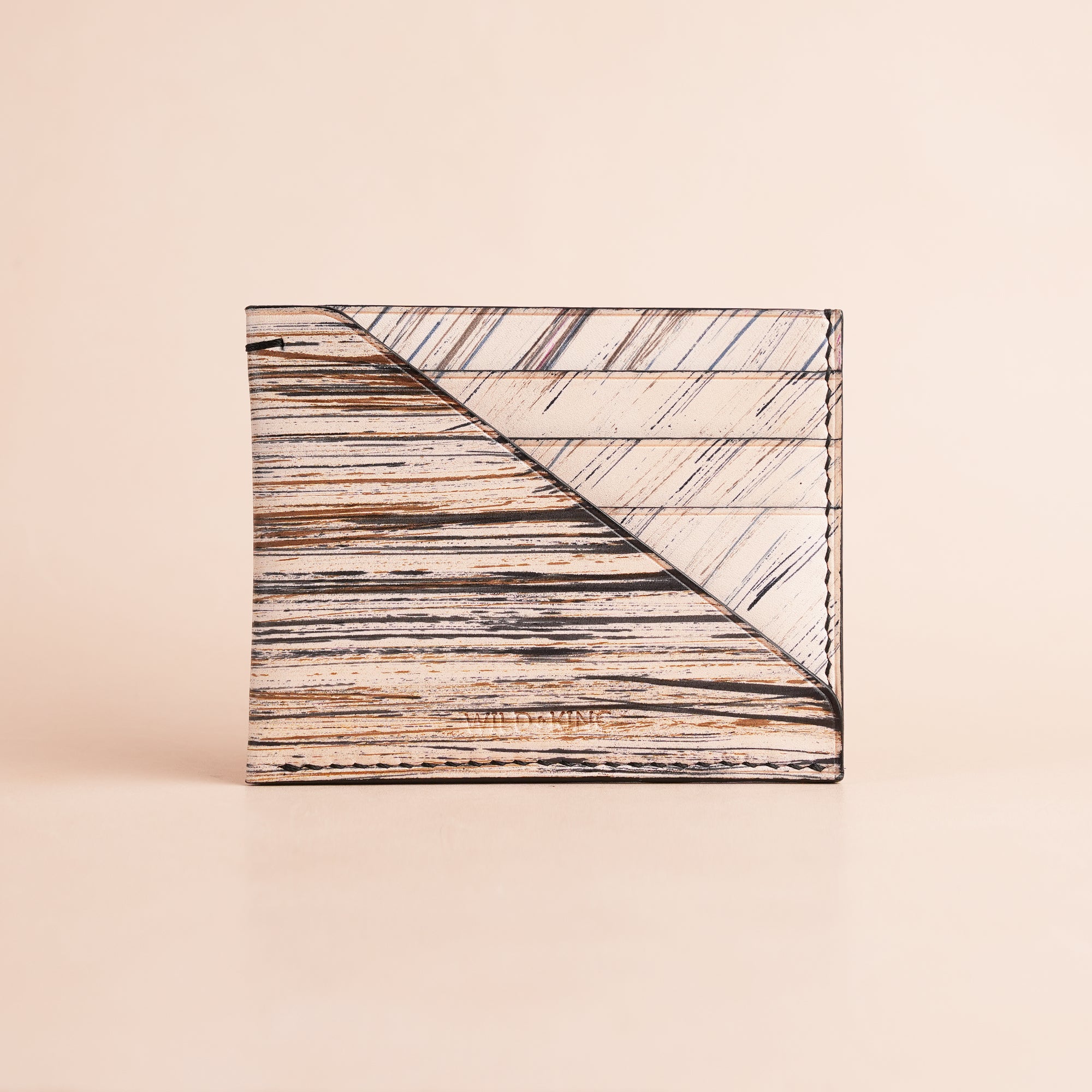 Minimalist Sand Leather Card Holder - Natural Streaks