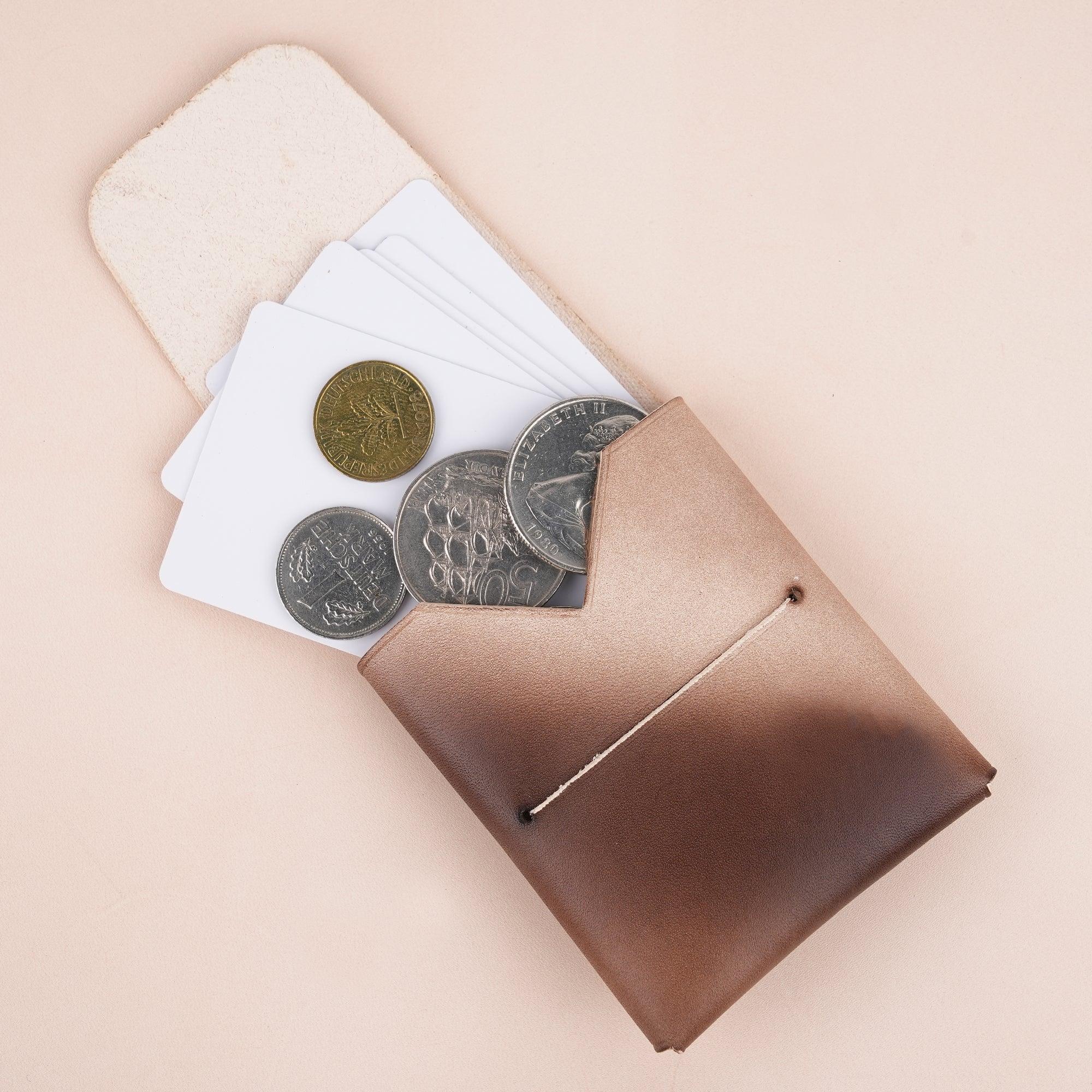 Patina Brown Minimalist Leather Origami Snap Wallet - WildandKing
