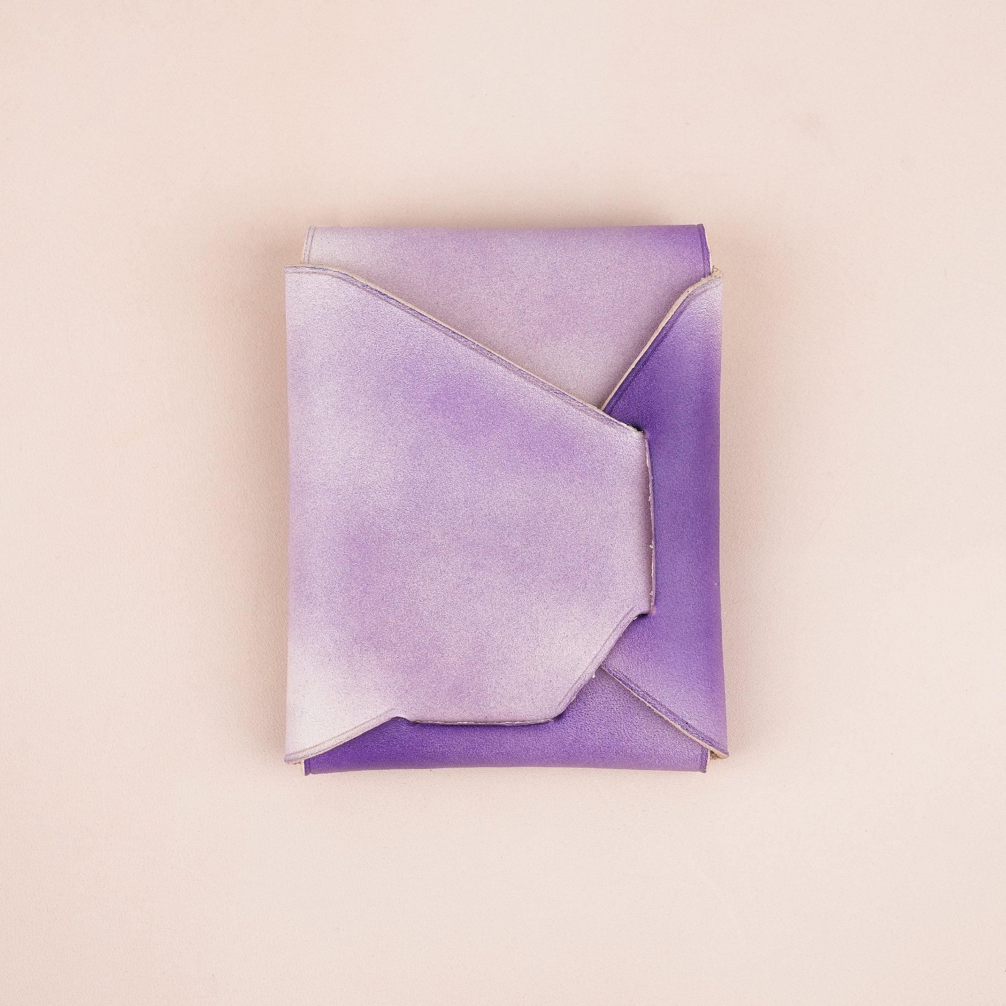 Patina Purple Minimalist Leather Origami Snap Wallet - WildandKing