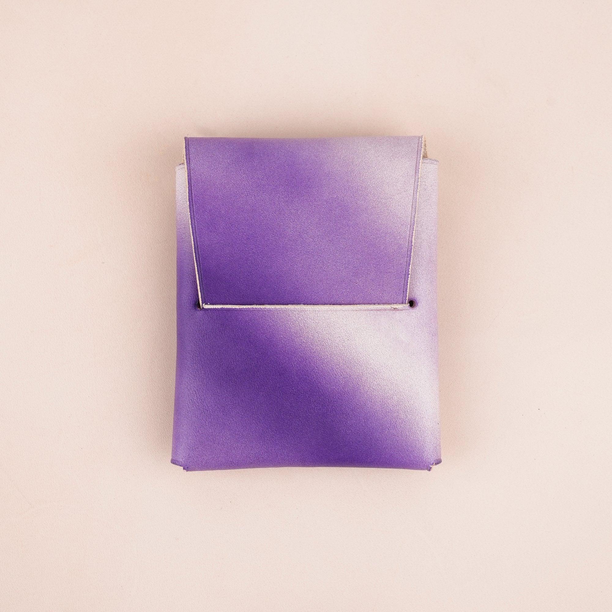 Patina Purple Minimalist Leather Origami Snap Wallet - WildandKing
