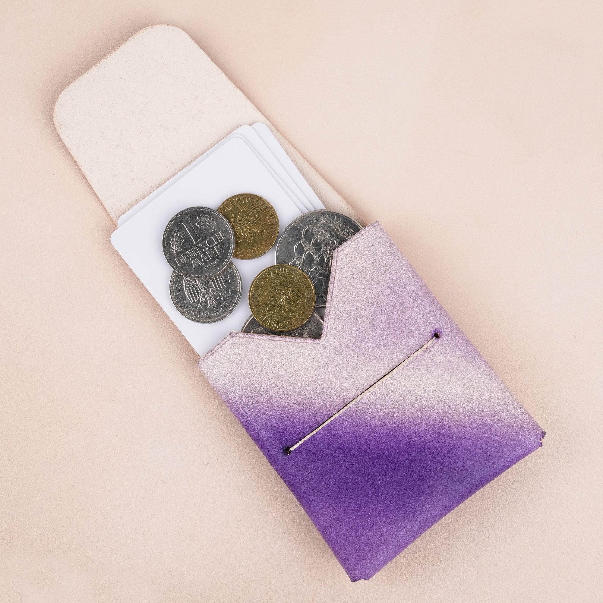 Patina Purple Minimalist Leather Origami Snap Wallet - WildandKing