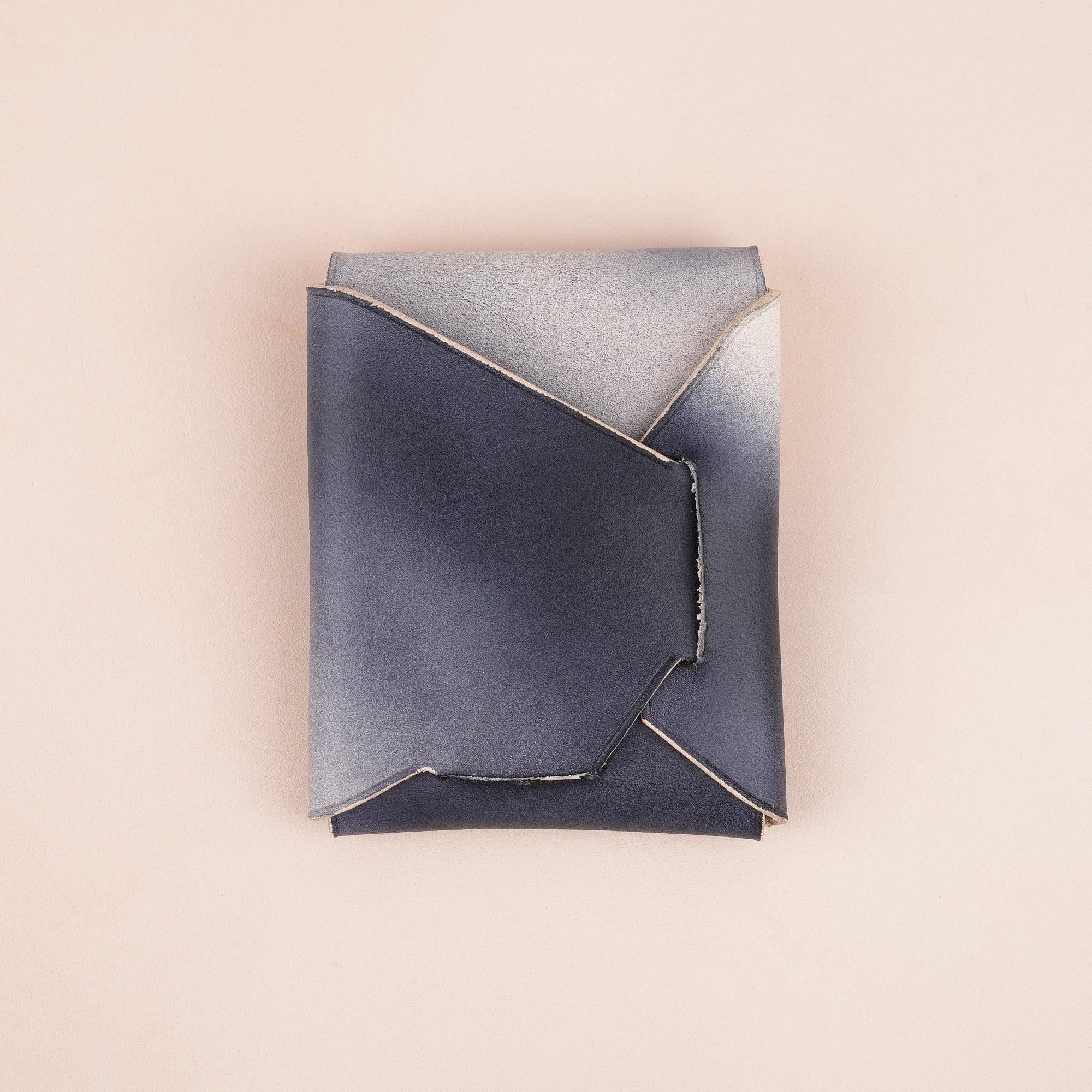 Patina Black Minimalist Leather Origami Snap Wallet - WildandKing