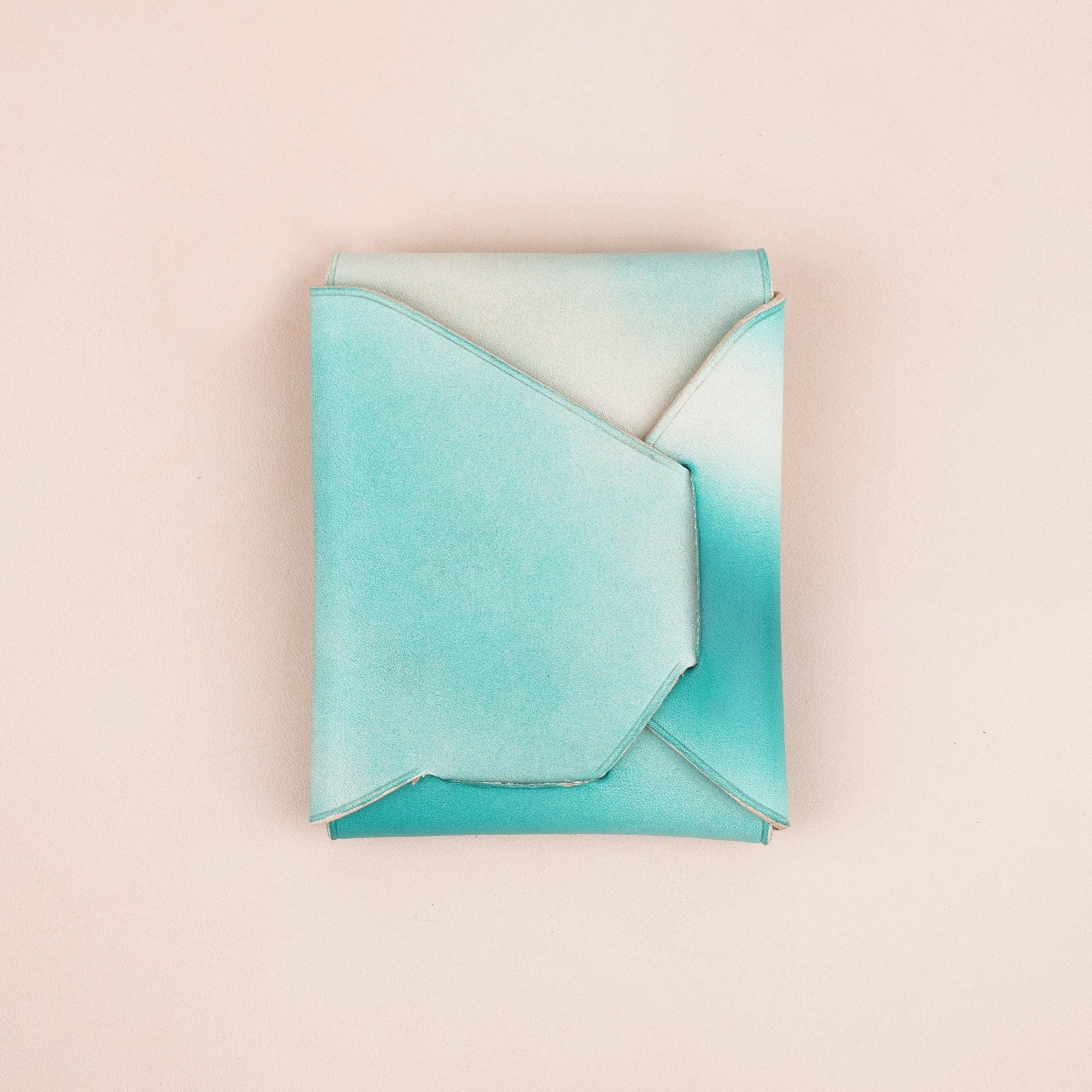 Patina Turquoise Minimalist Leather Origami Snap Wallet - WildandKing