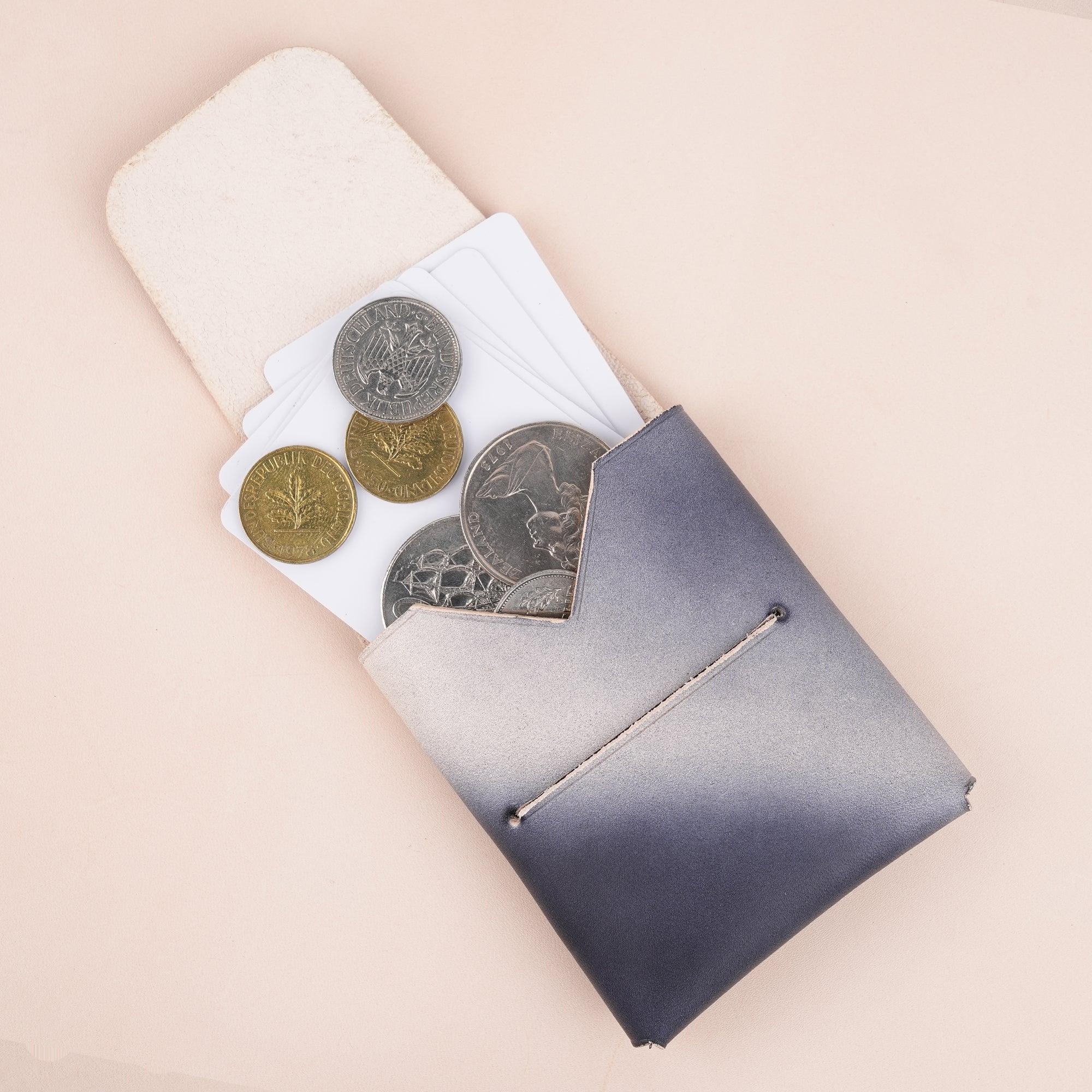 Patina Black Minimalist Leather Origami Snap Wallet - WildandKing