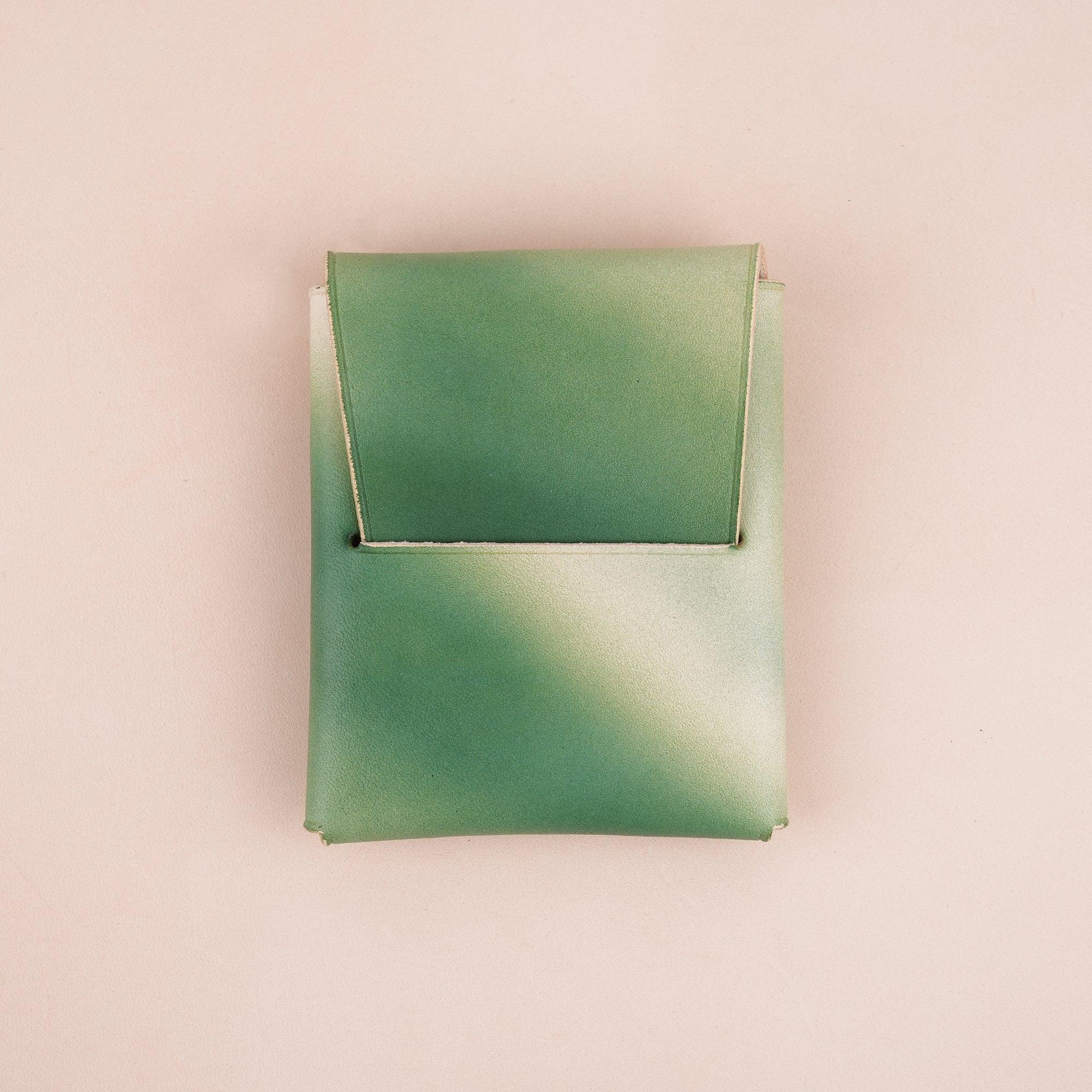 Patina Green Minimalist Leather Origami Snap Wallet - WildandKing