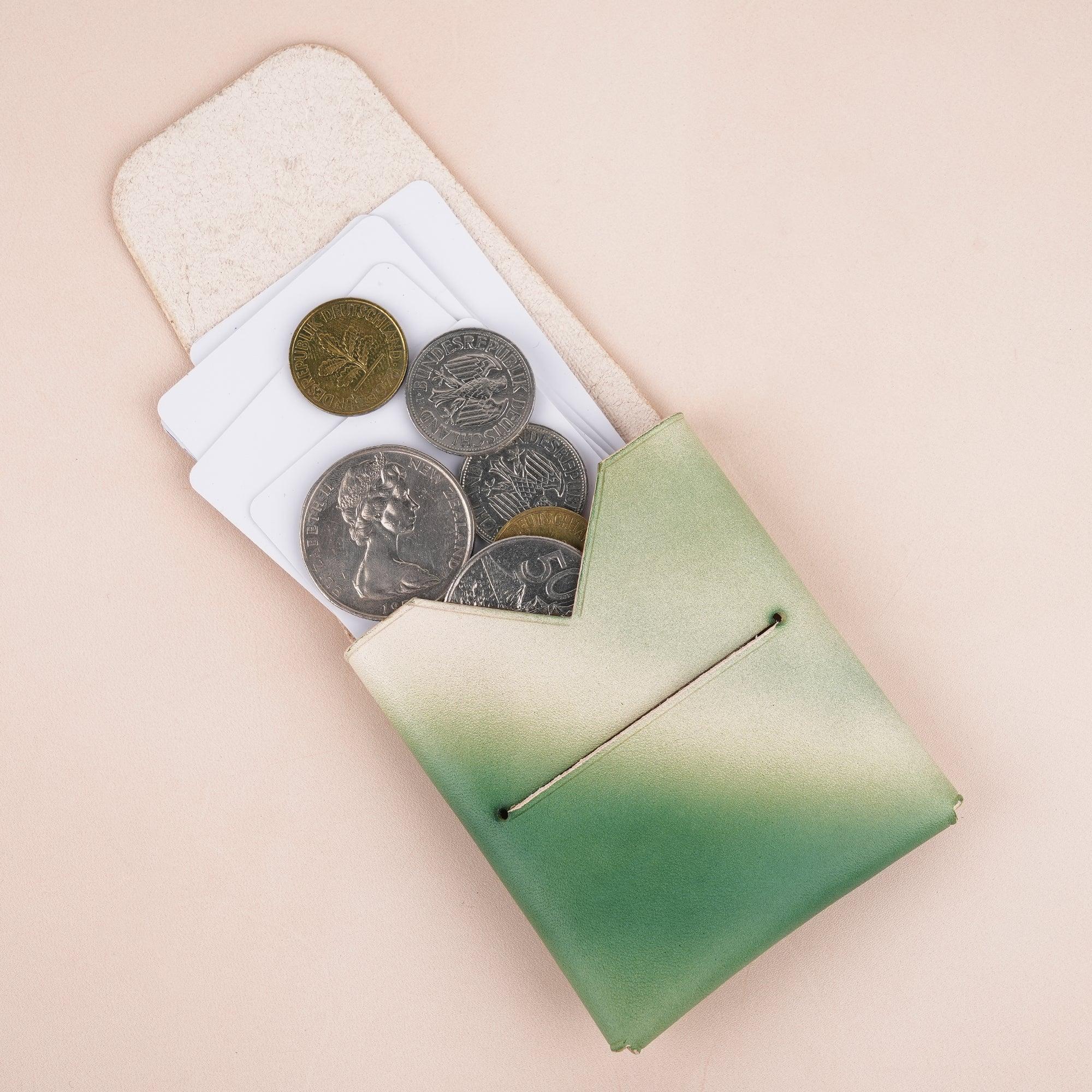 Patina Green Minimalist Leather Origami Snap Wallet - WildandKing