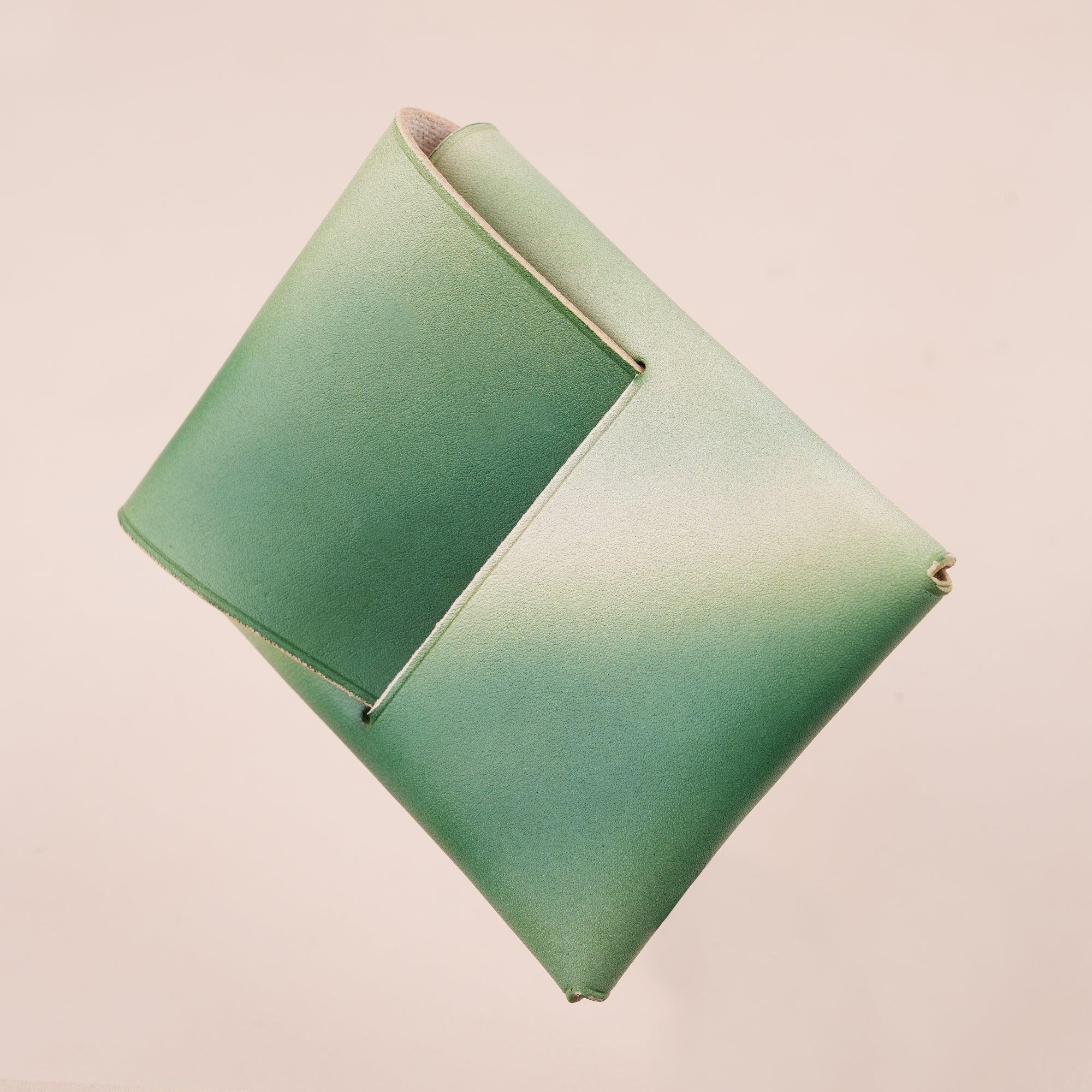 Patina Green Minimalist Leather Origami Snap Wallet - WildandKing