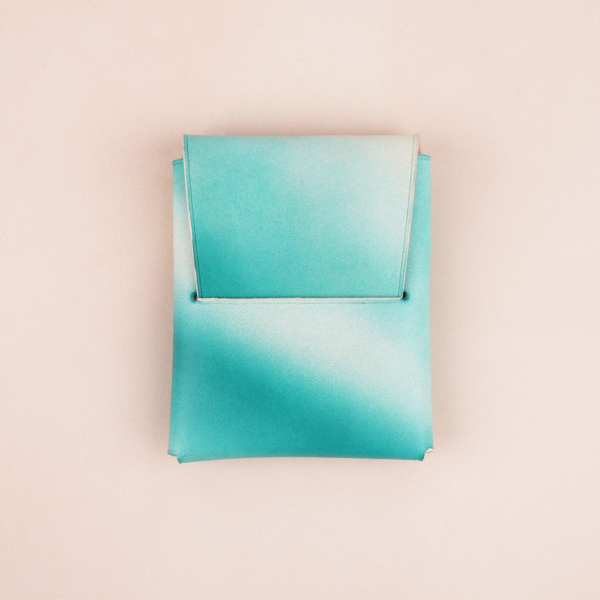 Patina Turquoise Minimalist Leather Origami Snap Wallet - WildandKing